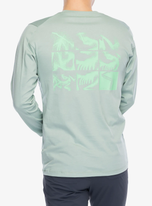 Majica z dolgimi rokavi Arcteryx Kragg SL Cotton Bird Tile LS - stone green/phosphorescent