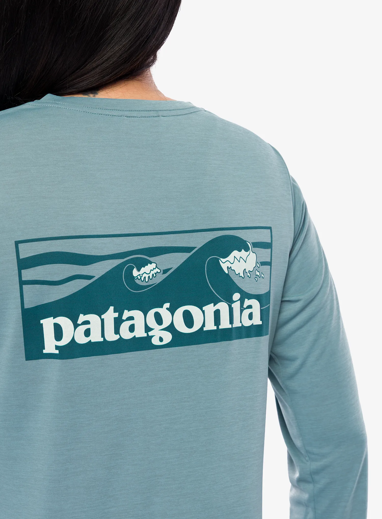 Ženski longsleeve Patagonia L/S Cap Cool Daily Shirt Boardshort Logo - blue sage/l.blue sage x-dye