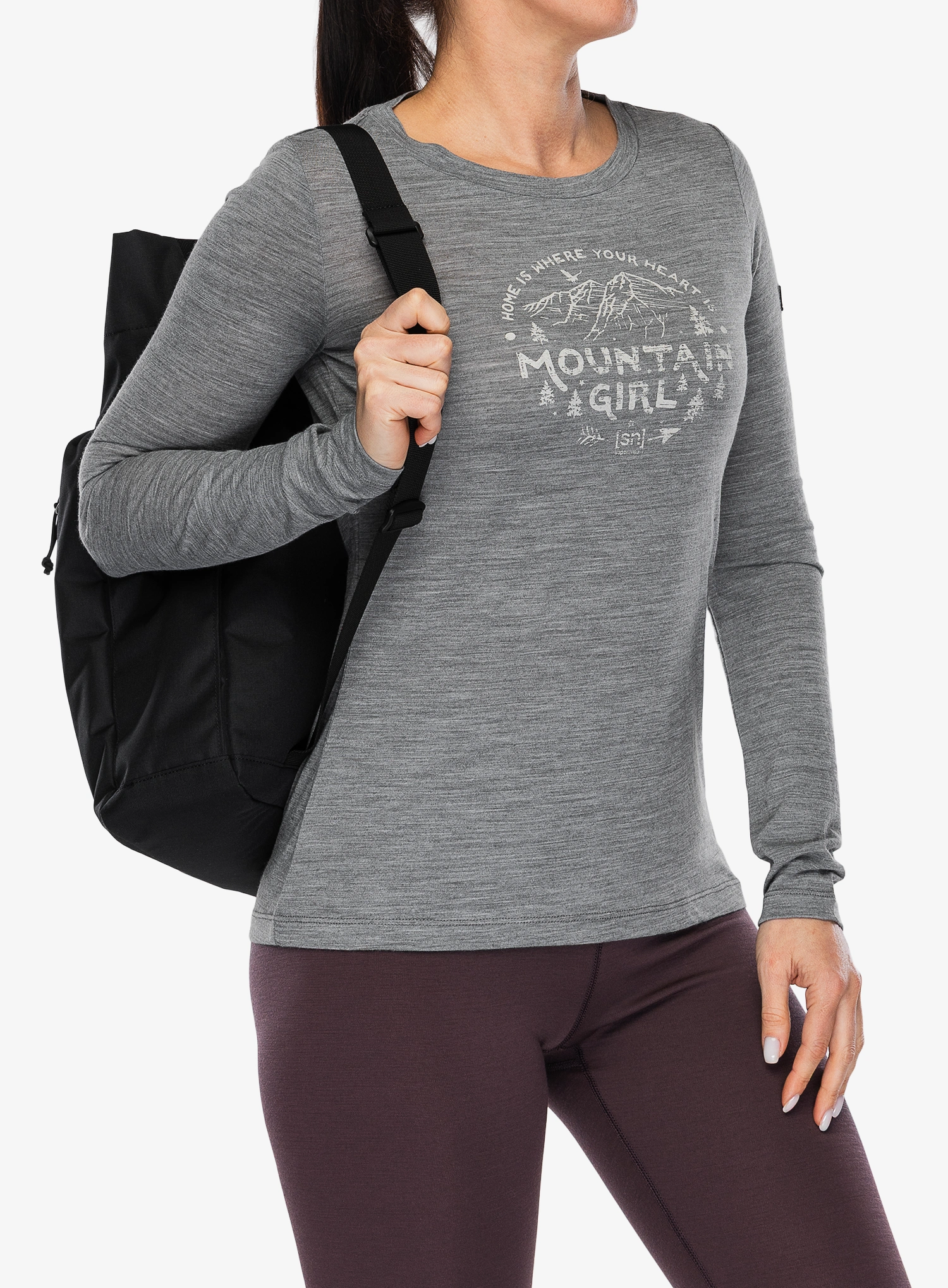 Ženski longsleeve Super.natural Mountain Girl LS - cashmere grey mel/wht stone