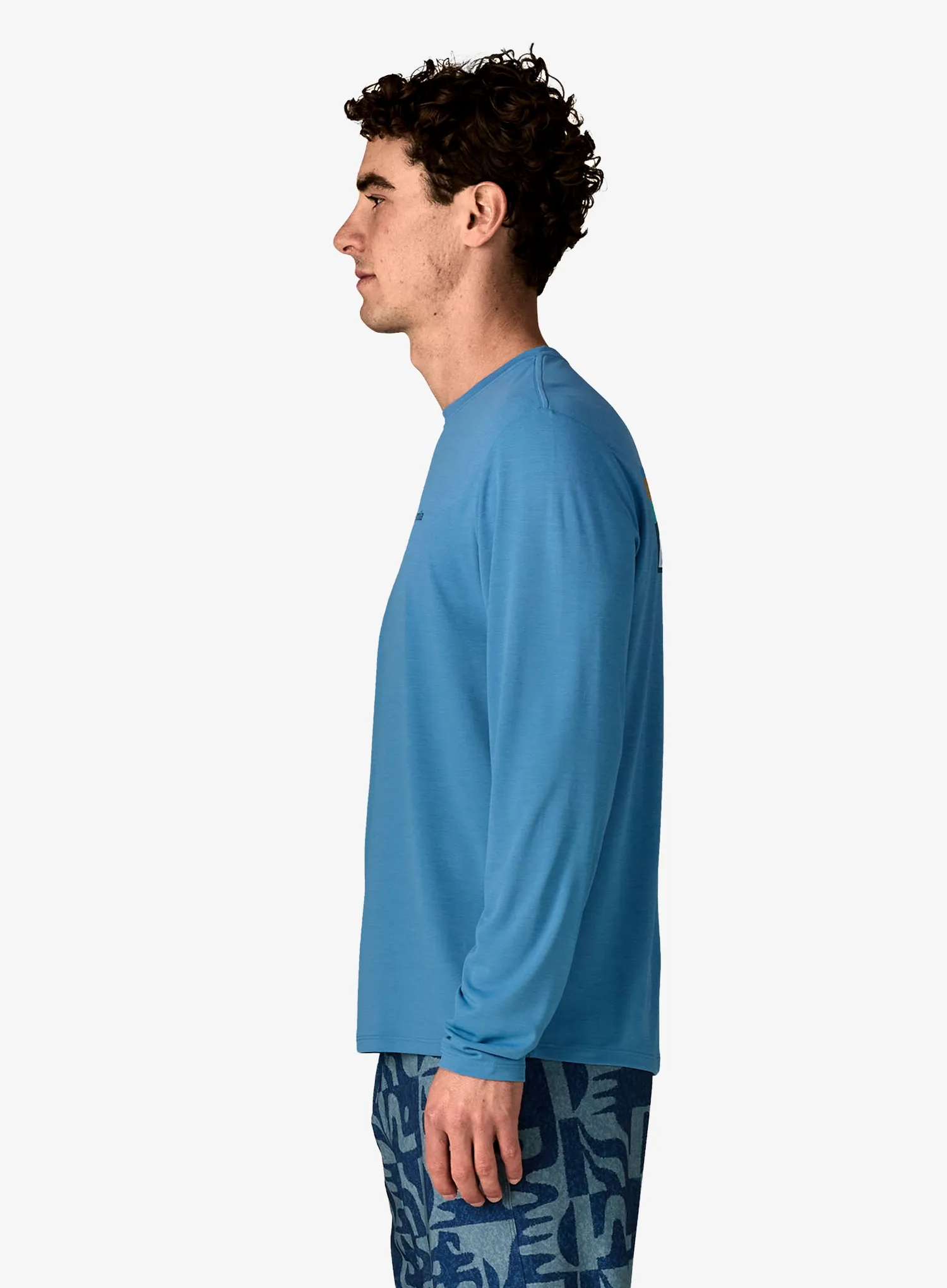 Majica z dolgimi rokavi Patagonia L/S Cap Cool Daily Shirt Boardshort Logo - shore blue/l.shore blue x-dye