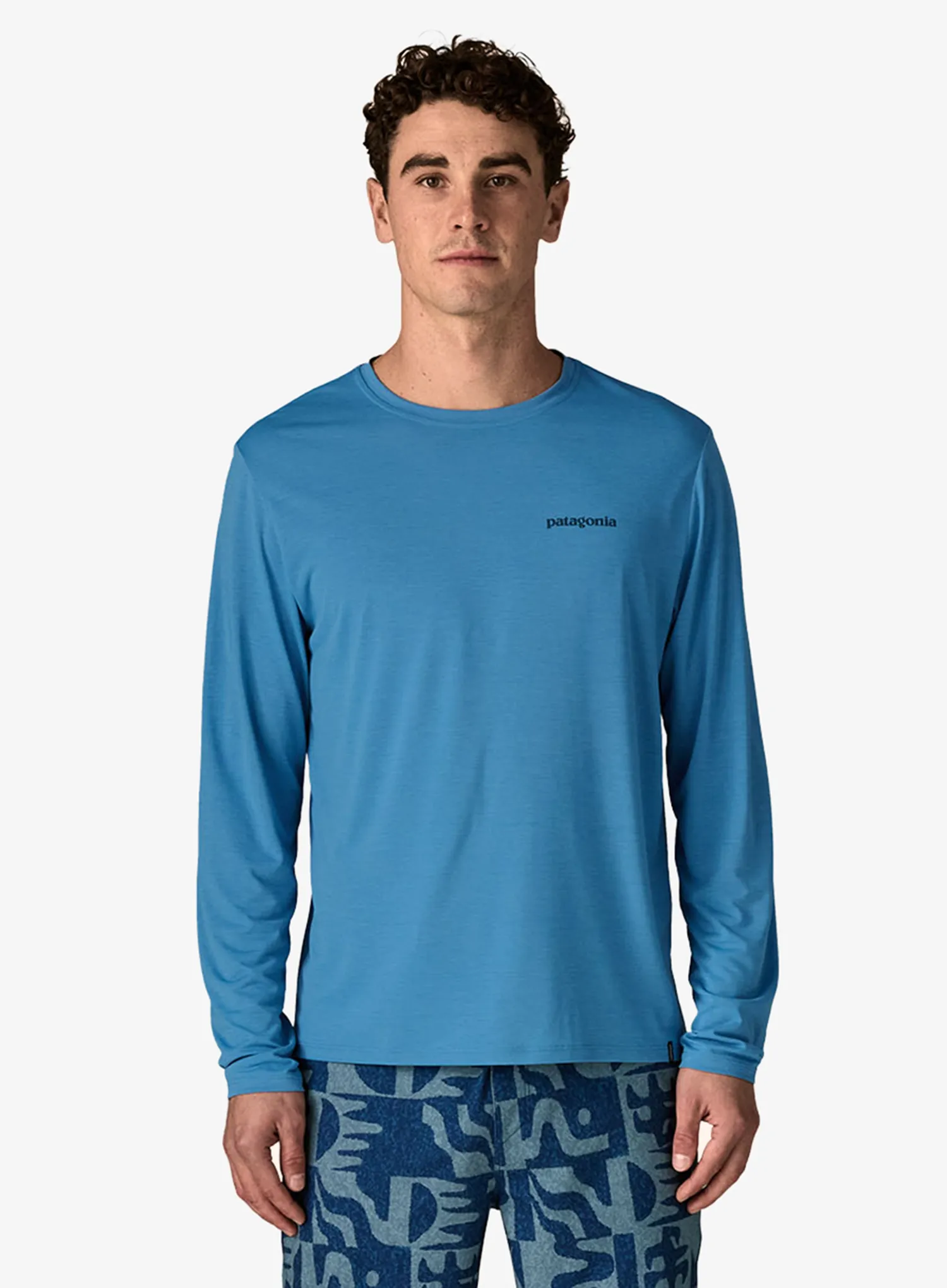 Majica z dolgimi rokavi Patagonia L/S Cap Cool Daily Shirt Boardshort Logo - shore blue/l.shore blue x-dye