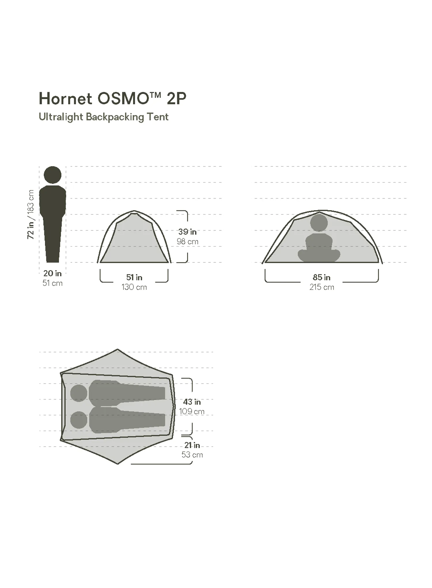 Šotor za 2 osebi Nemo Hornet OSMO 2P - goodnight gray