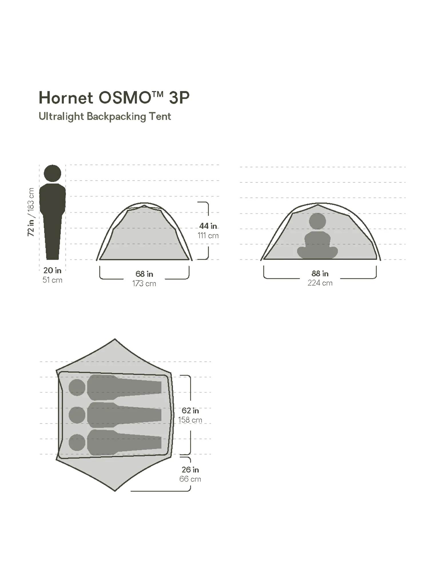 Šotor za 3 osebe Nemo Hornet OSMO 3P - goodnight gray