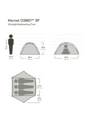 Šotor za 3 osebe Nemo Hornet OSMO 3P - goodnight gray