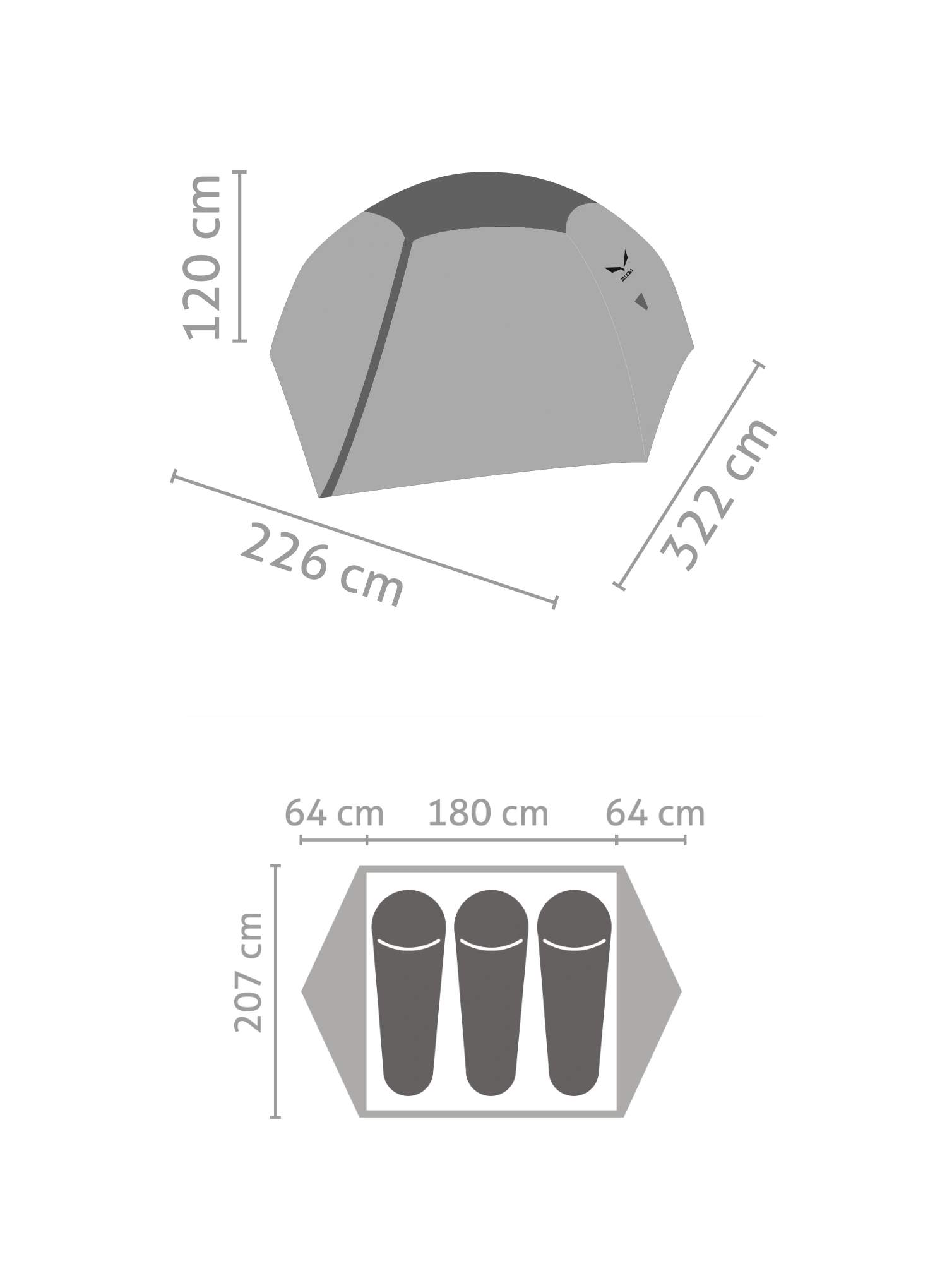 Šotor za 3 osebe Salewa Latitude III - cactus/grey