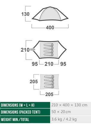 Šotor za 4 osebe Husky Boyard 4 Classic - green