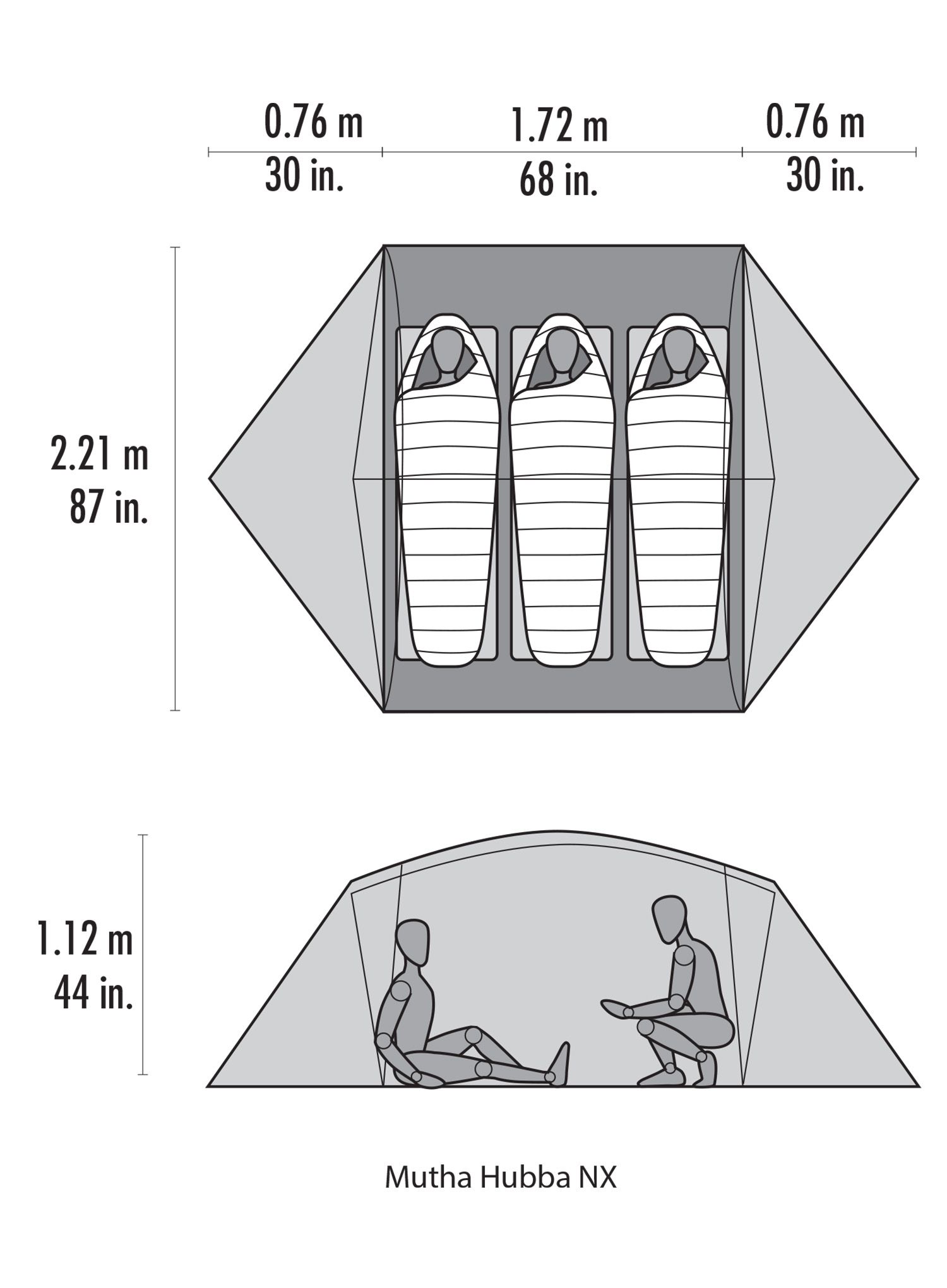 Šotor za 3 osebe MSR Mutha Hubba NX 3-Person Backpacking Tent - gray