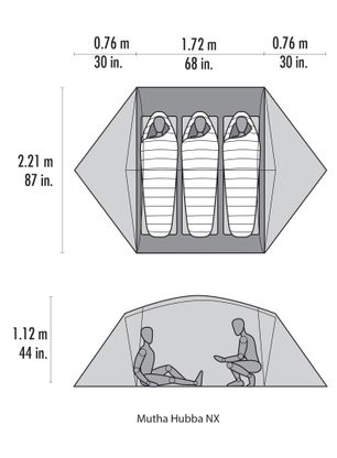 Šotor za 3 osebe MSR Mutha Hubba NX 3-Person Backpacking Tent - gray