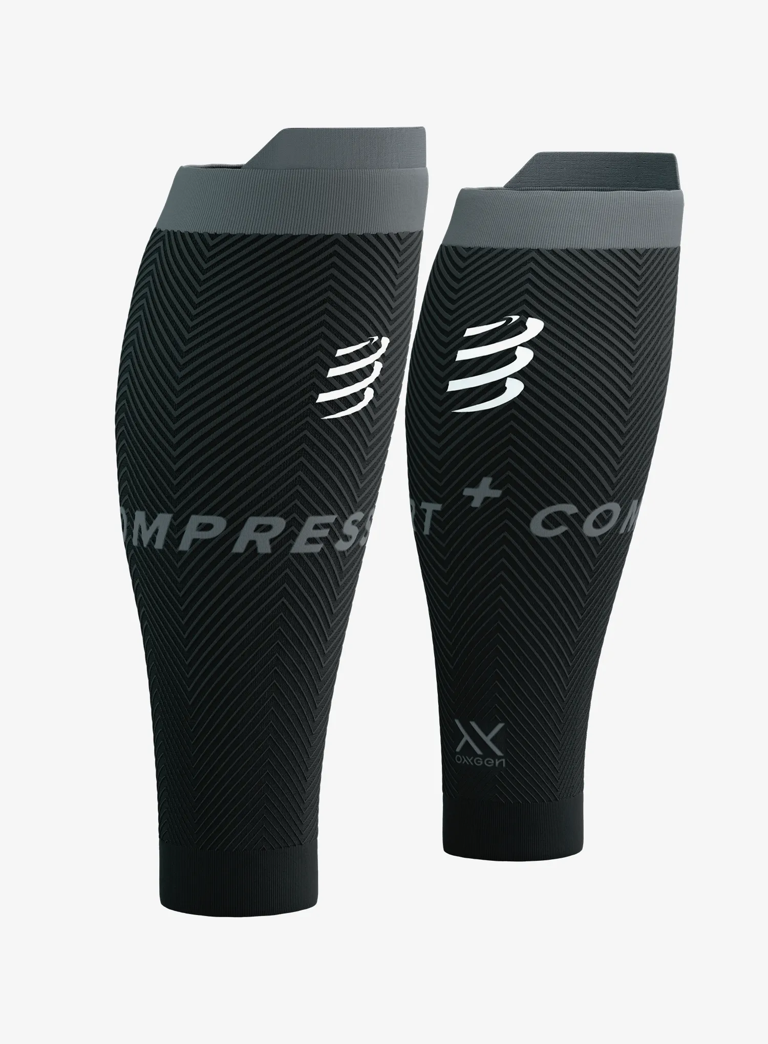 Kompresijske nogavice Compressport R2 Oxygen - black/steel grey