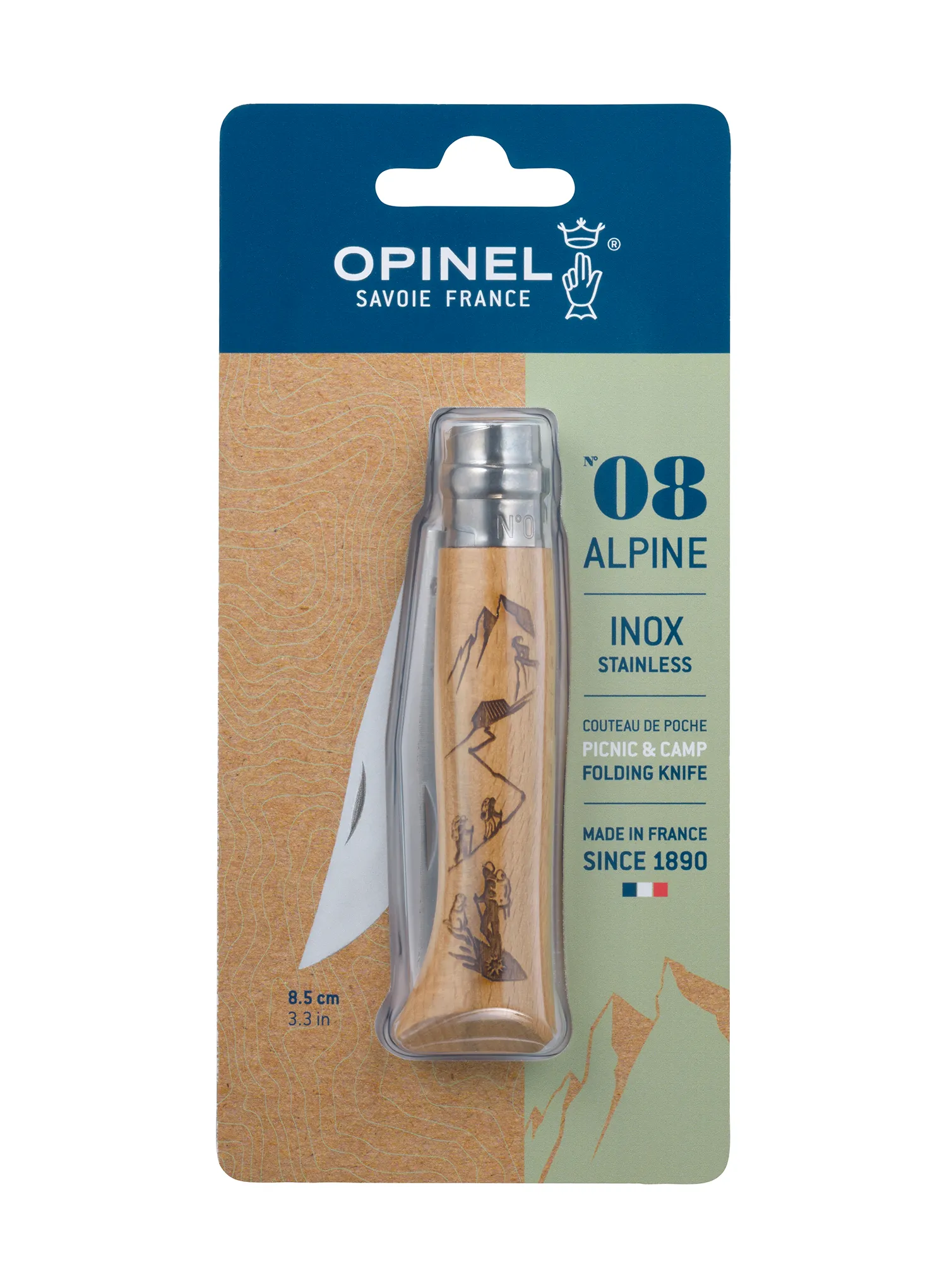 Žepni nož Opinel Engraved Sport Hiking 08 Blister