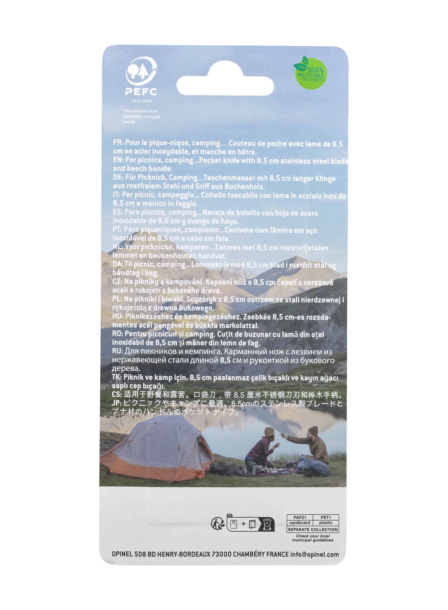 Žepni nož Opinel Engraved Sport Hiking 08 Blister