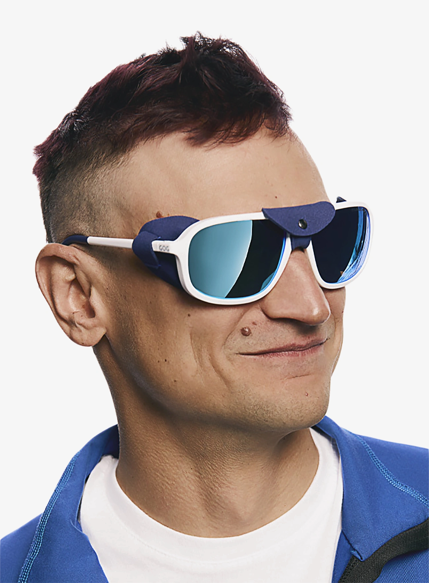 Gorska očala GOG Everest - matt white/navy blue/ref blue