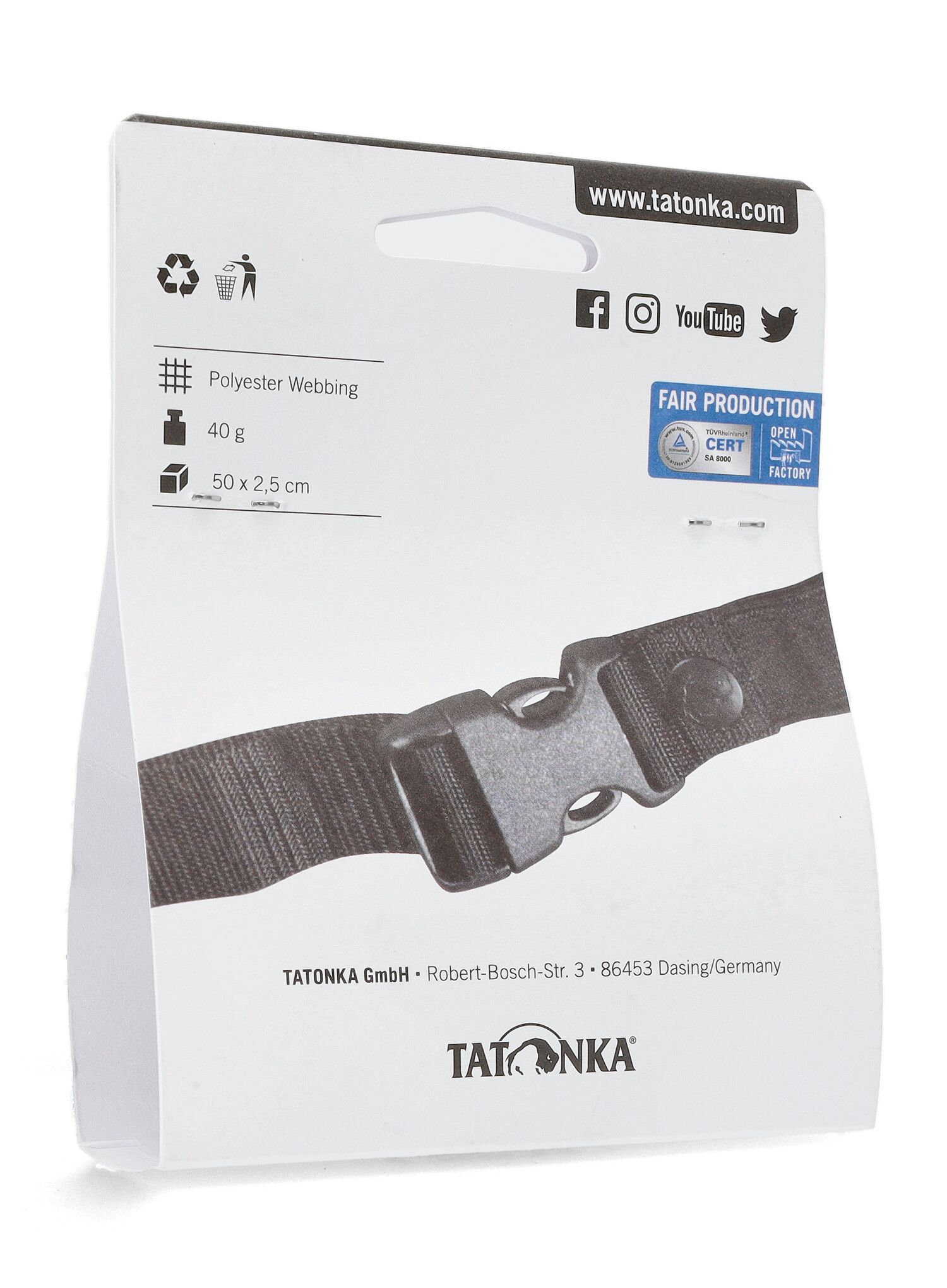 Pas Tatonka Chest Belt 25 mm - black