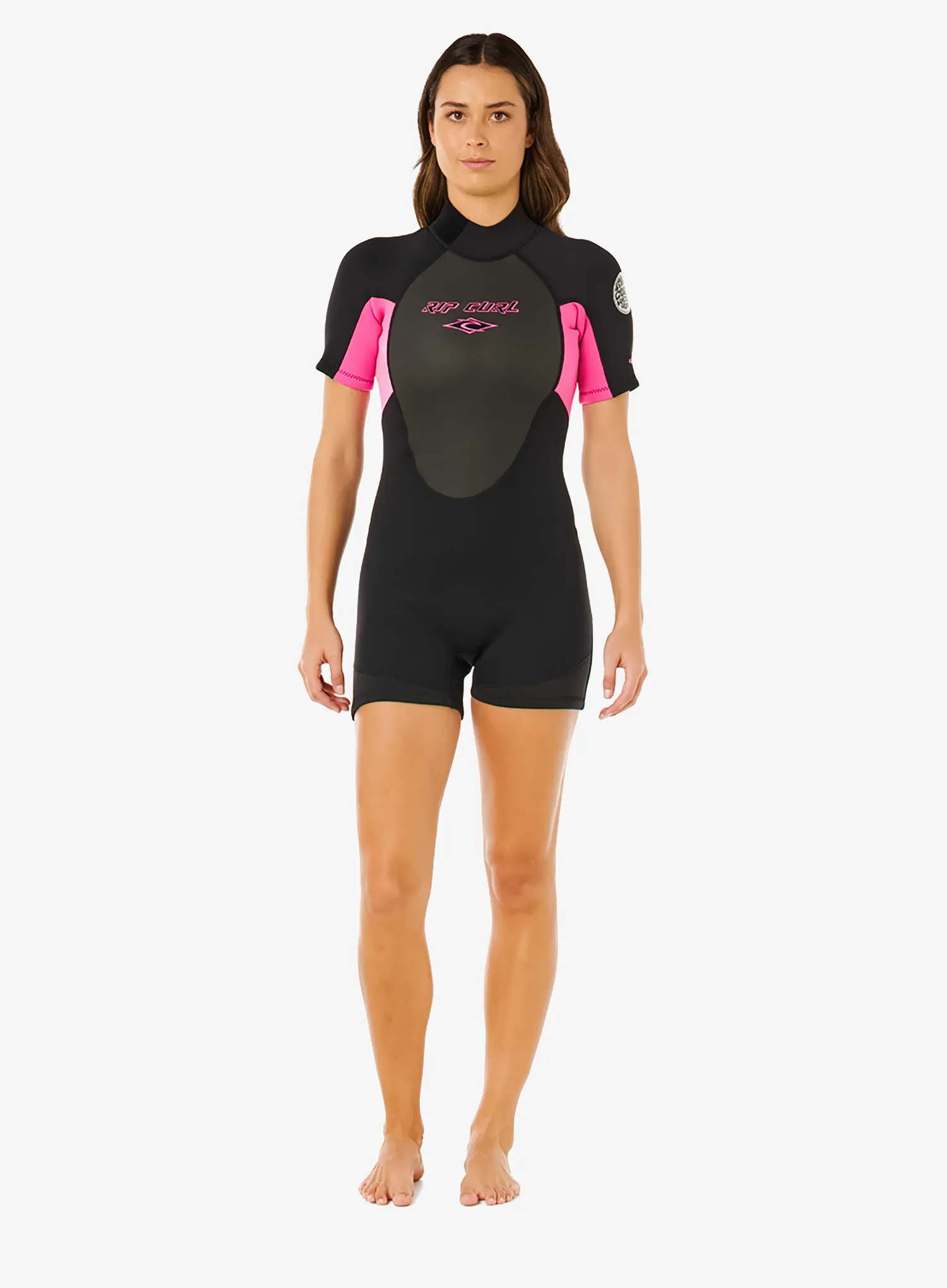 Ženska neoprenska obleka Rip Curl Omega Back Zip Springsuit - black/pink