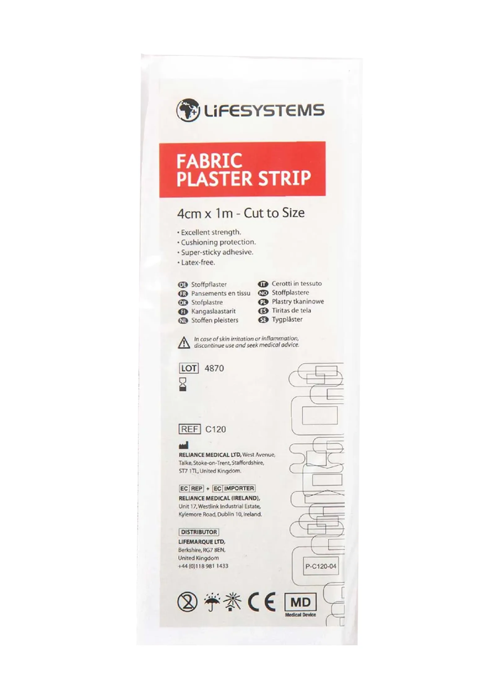 Obliži za žulje Lifesystems Fabric Strip 4m x 1m x 3m - nude