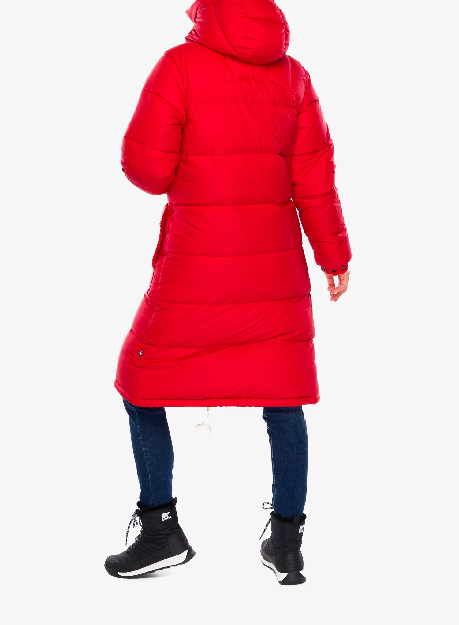 Ženski plašč Fjallraven Expedition Long Down Parka - true red