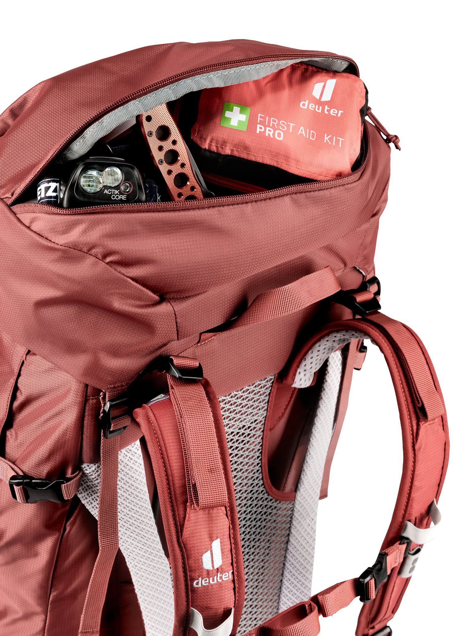 Ženski pohodniški nahrbtnik Deuter Futura Air Trek 45 + 10 SL - redwood/lava