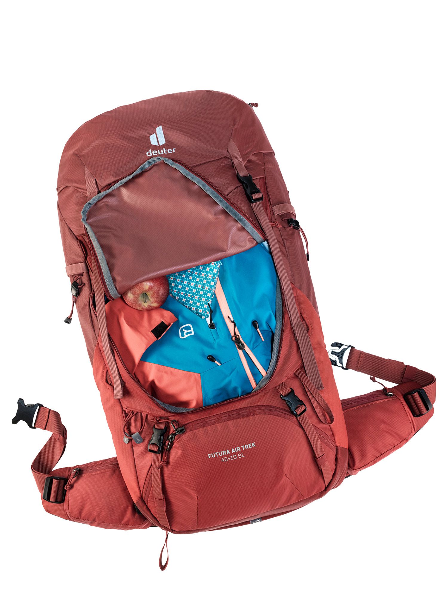 Ženski pohodniški nahrbtnik Deuter Futura Air Trek 45 + 10 SL - redwood/lava