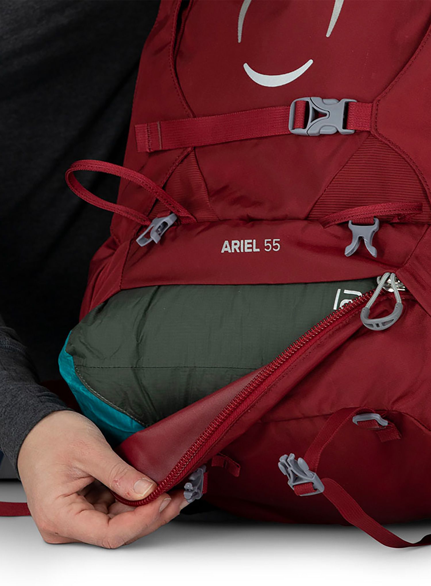 Ženski pohodniški nahrbtnik Osprey Ariel 55 - claret red