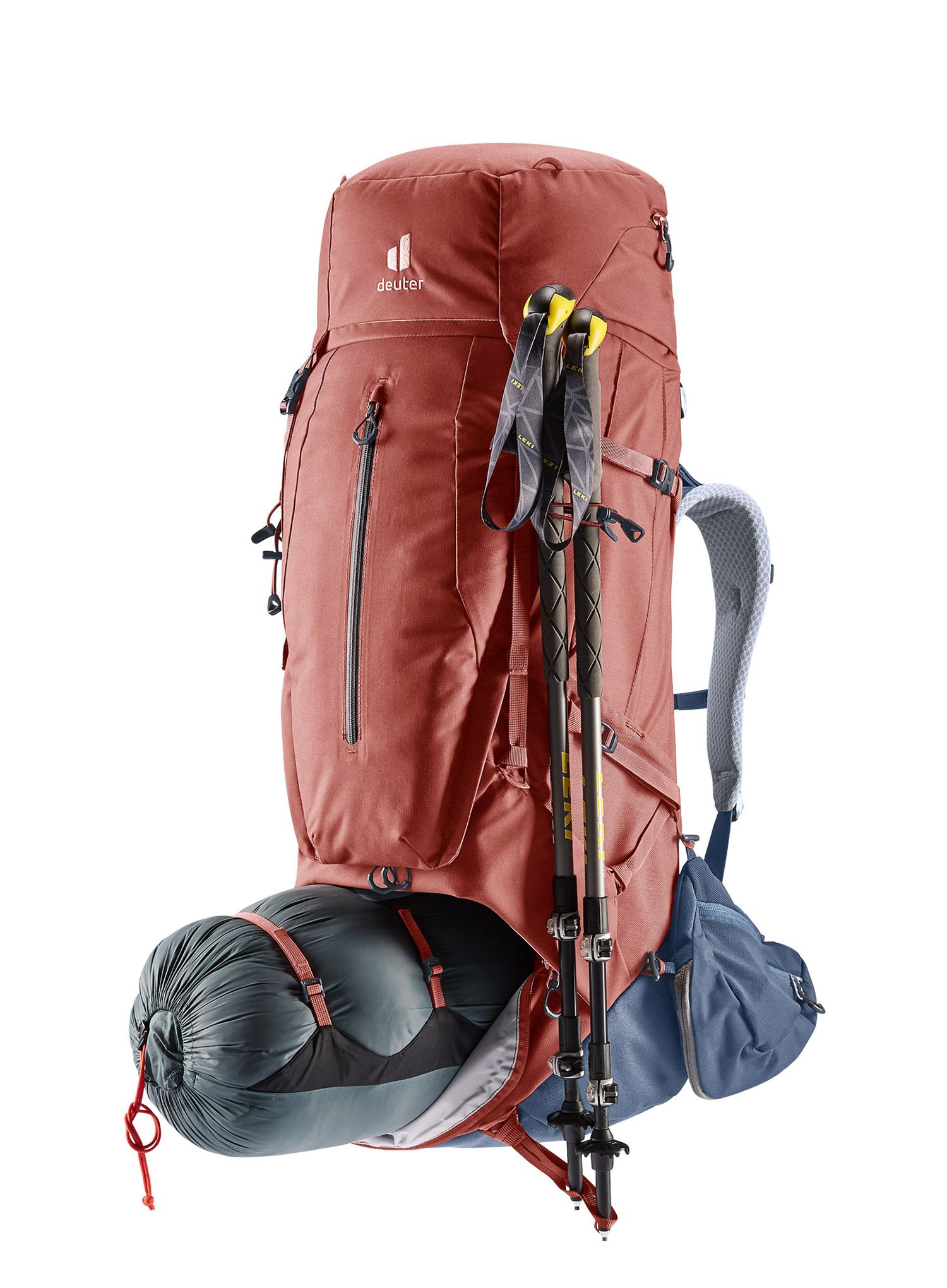 Ženski pohodniški nahrbtnik Deuter Aircontact X 60+15 SL - redwood/ink