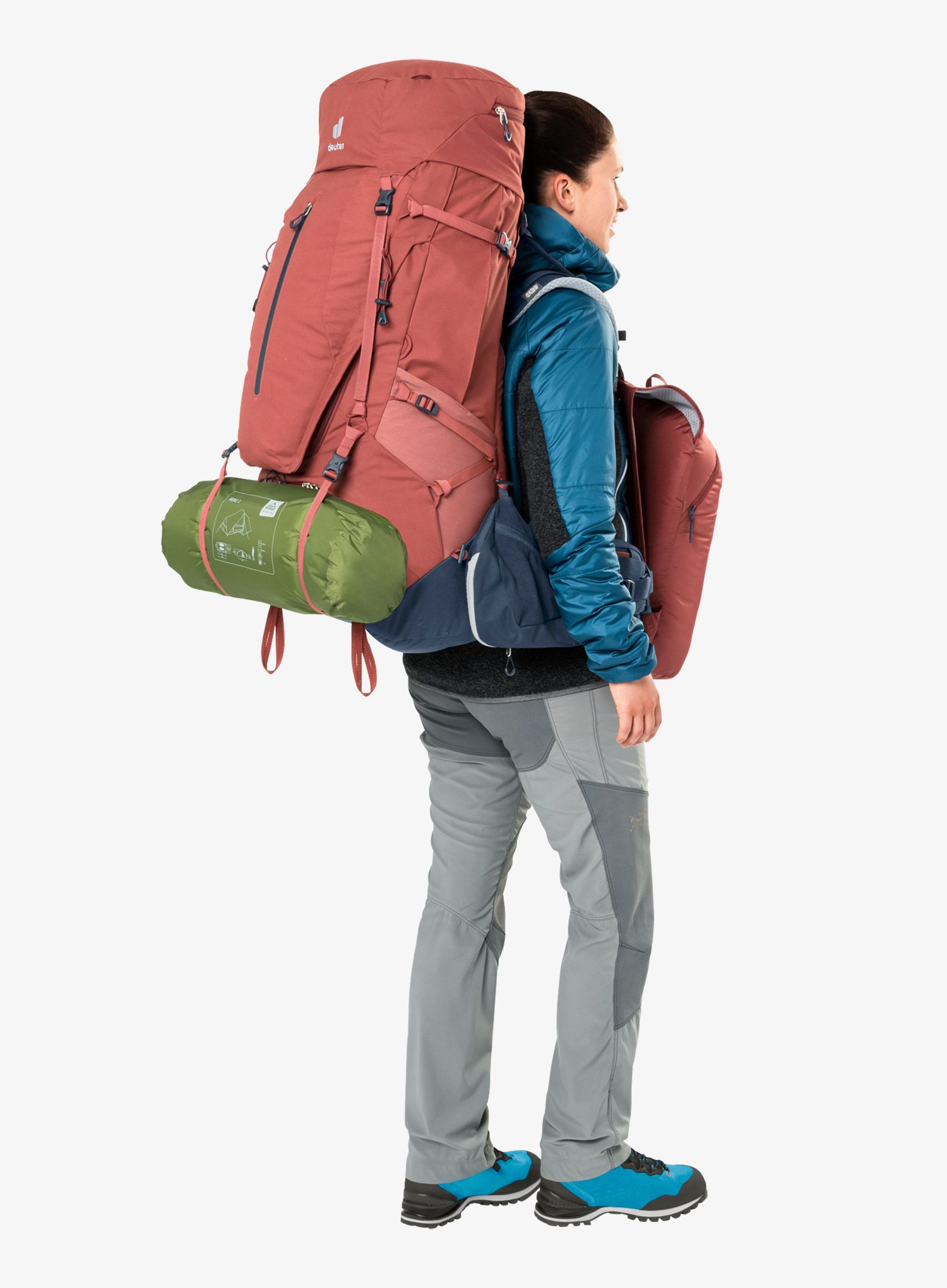 Ženski pohodniški nahrbtnik Deuter Aircontact X 70+15 SL - redwood/ink