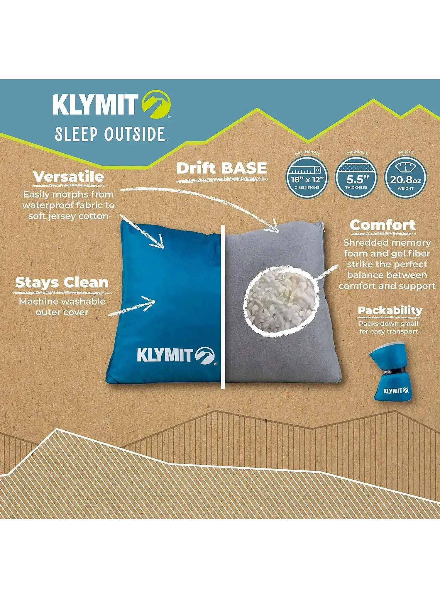 Potovalni vzglavnik Klymit Drift Base - ocean depths