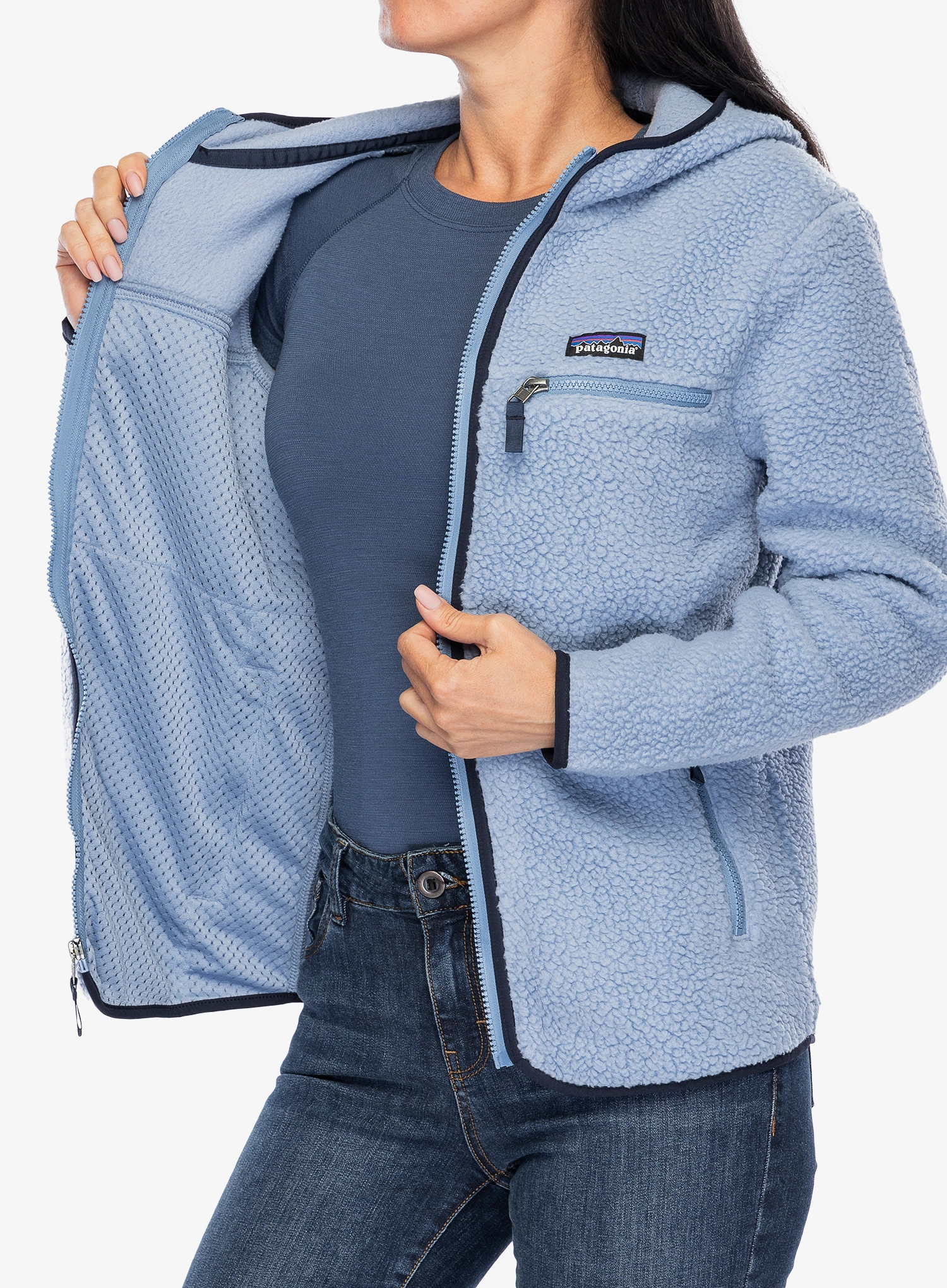 Ženski flis Patagonia Retro Pile Hoody - barnacle blue