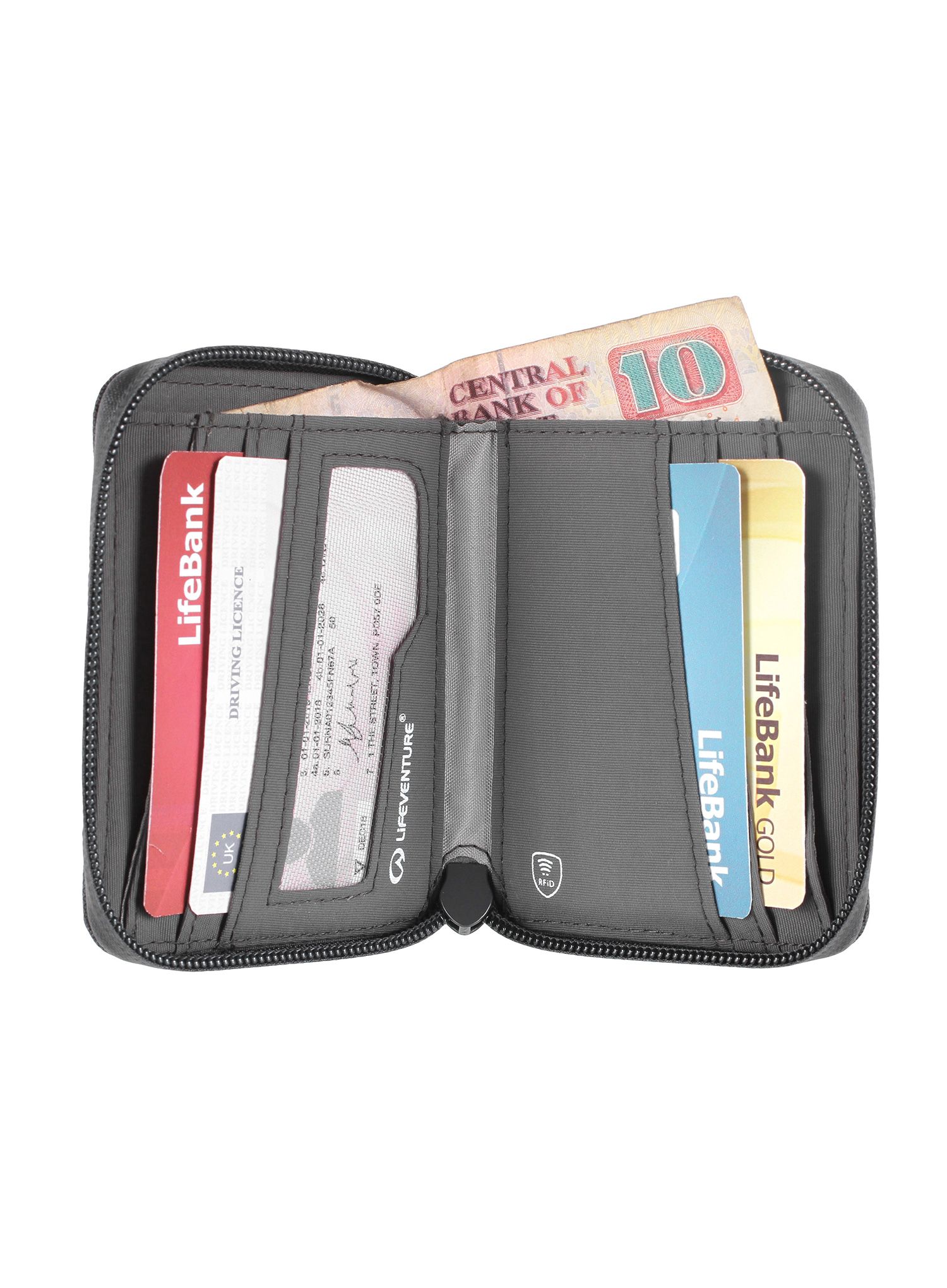 Denarnica Lifeventure Recycled RFID Bi-Fold Wallet - grey