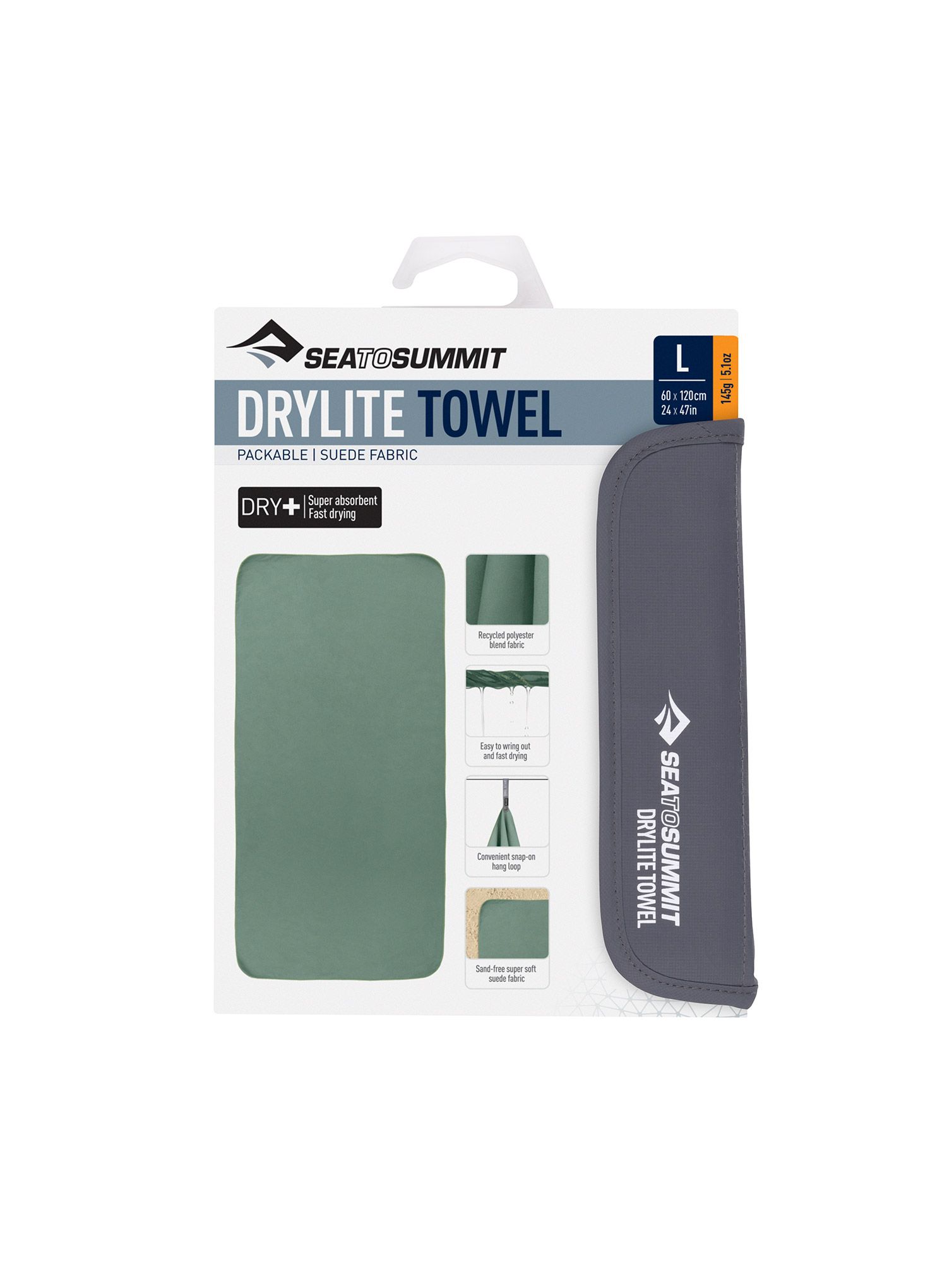 Pohodniška brisača Sea To Summit DryLite Towel L - sage