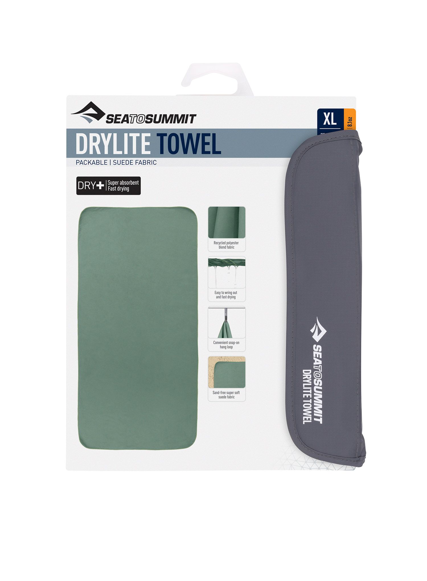 Pohodniška brisača Sea To Summit DryLite Towel XL - sage