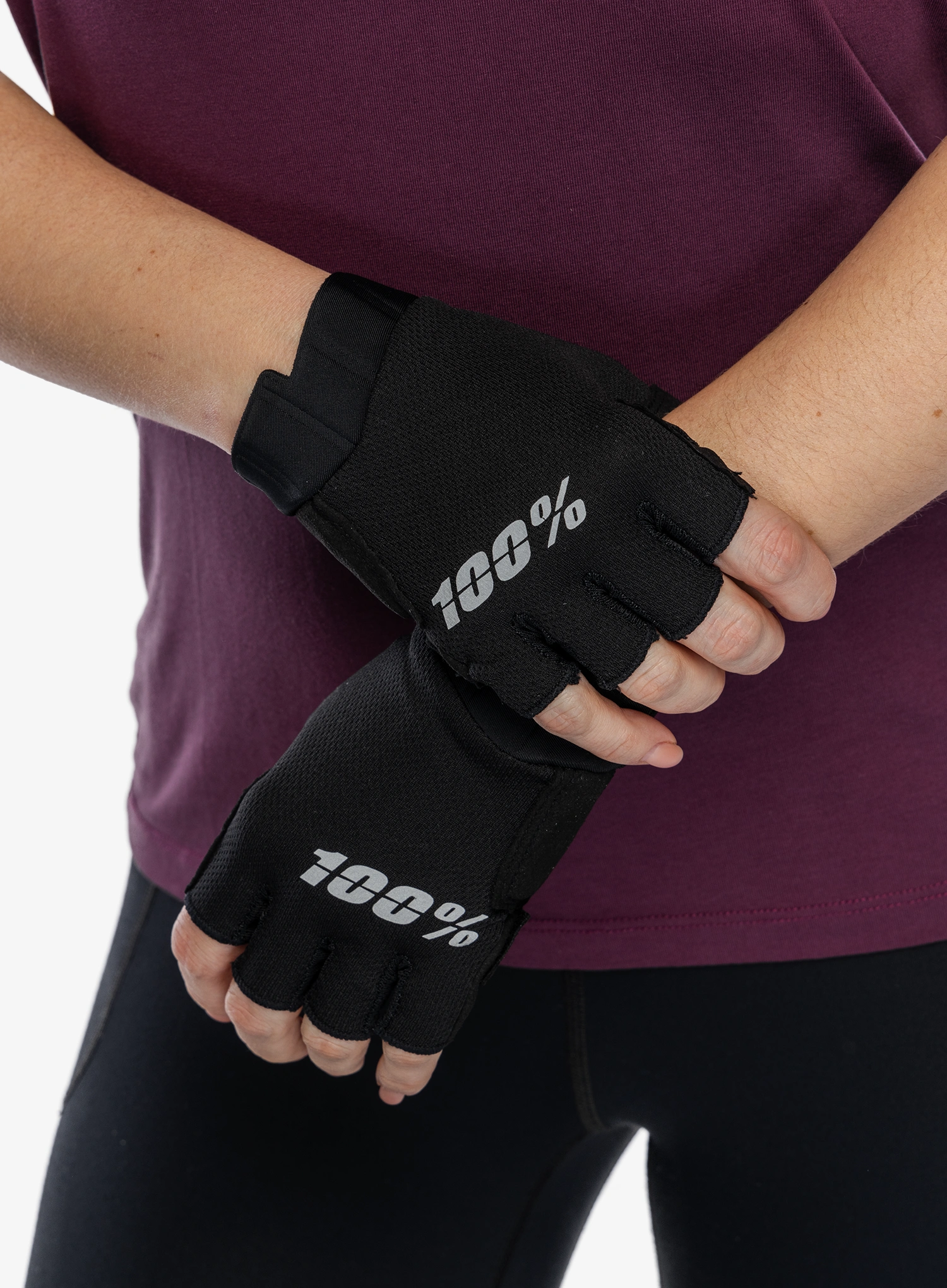 Ženske rokavice brez prstov 100% Exceeda Gel Short Finger Gloves - black