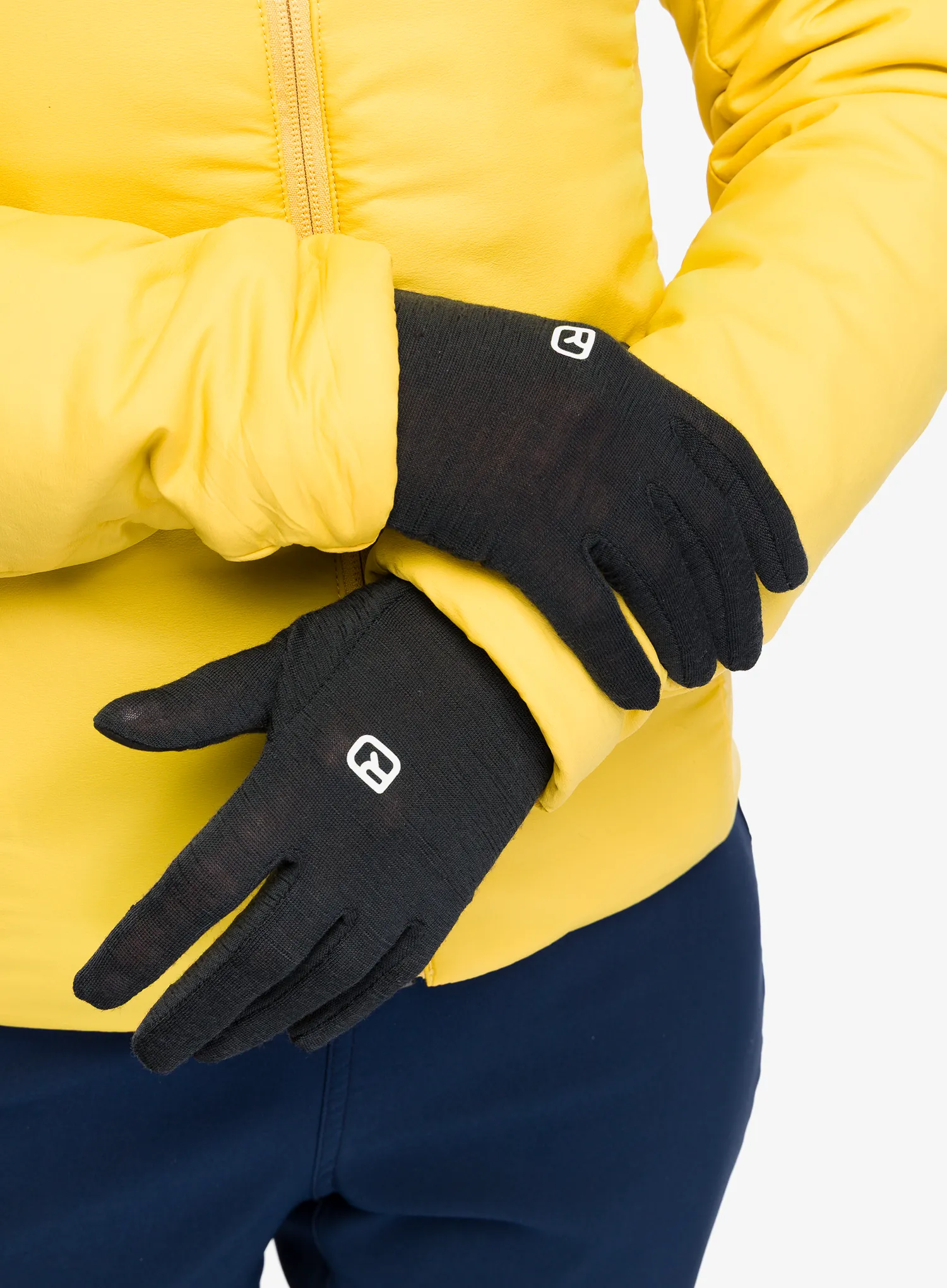 Ženske volnene rokavice Ortovox 185 Rock'N'Wool Glove Liner - black raven/black