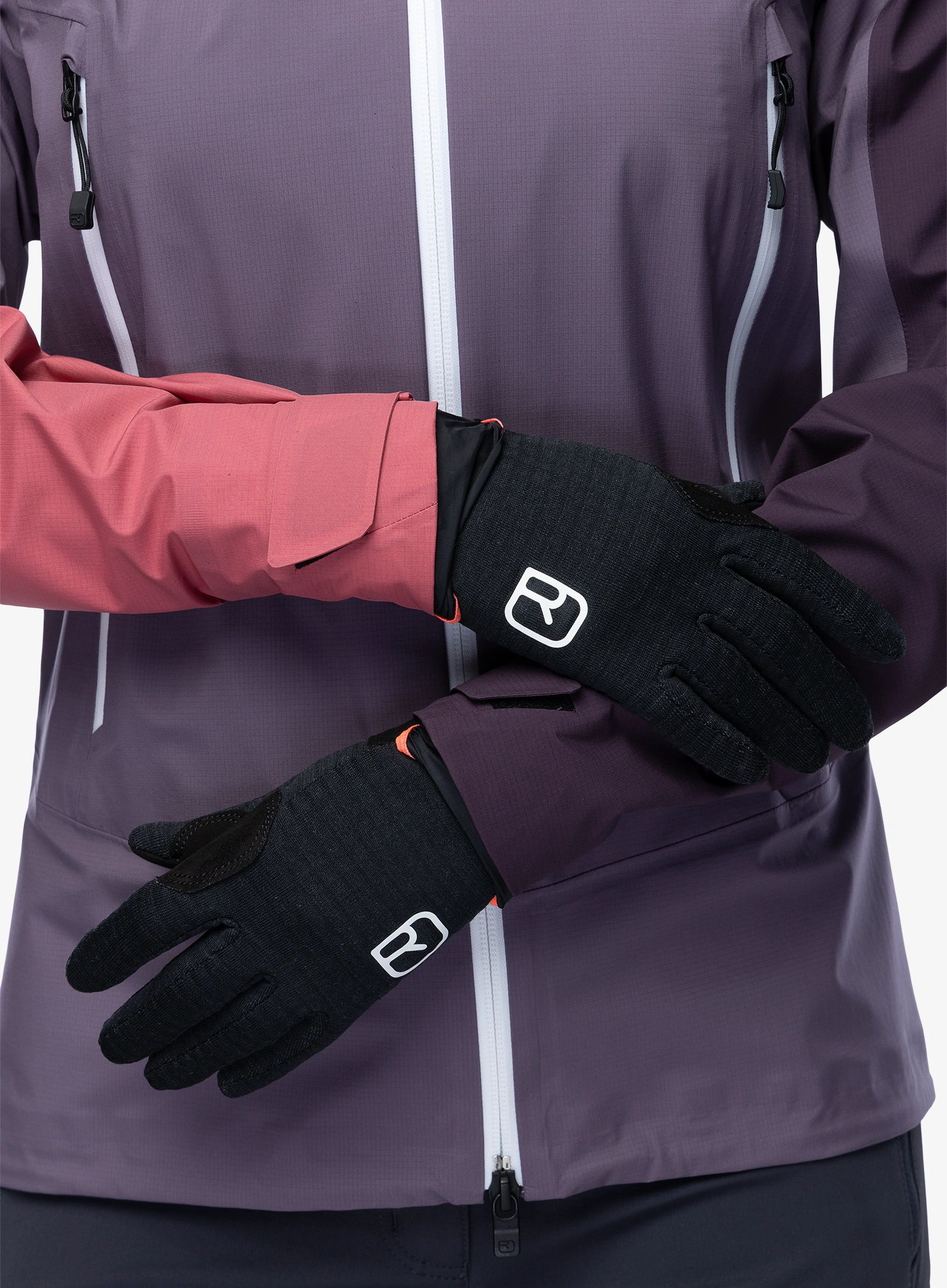 Ženske vetrotesne rokavice Ortovox Fleece Grid Cover Glove - black raven