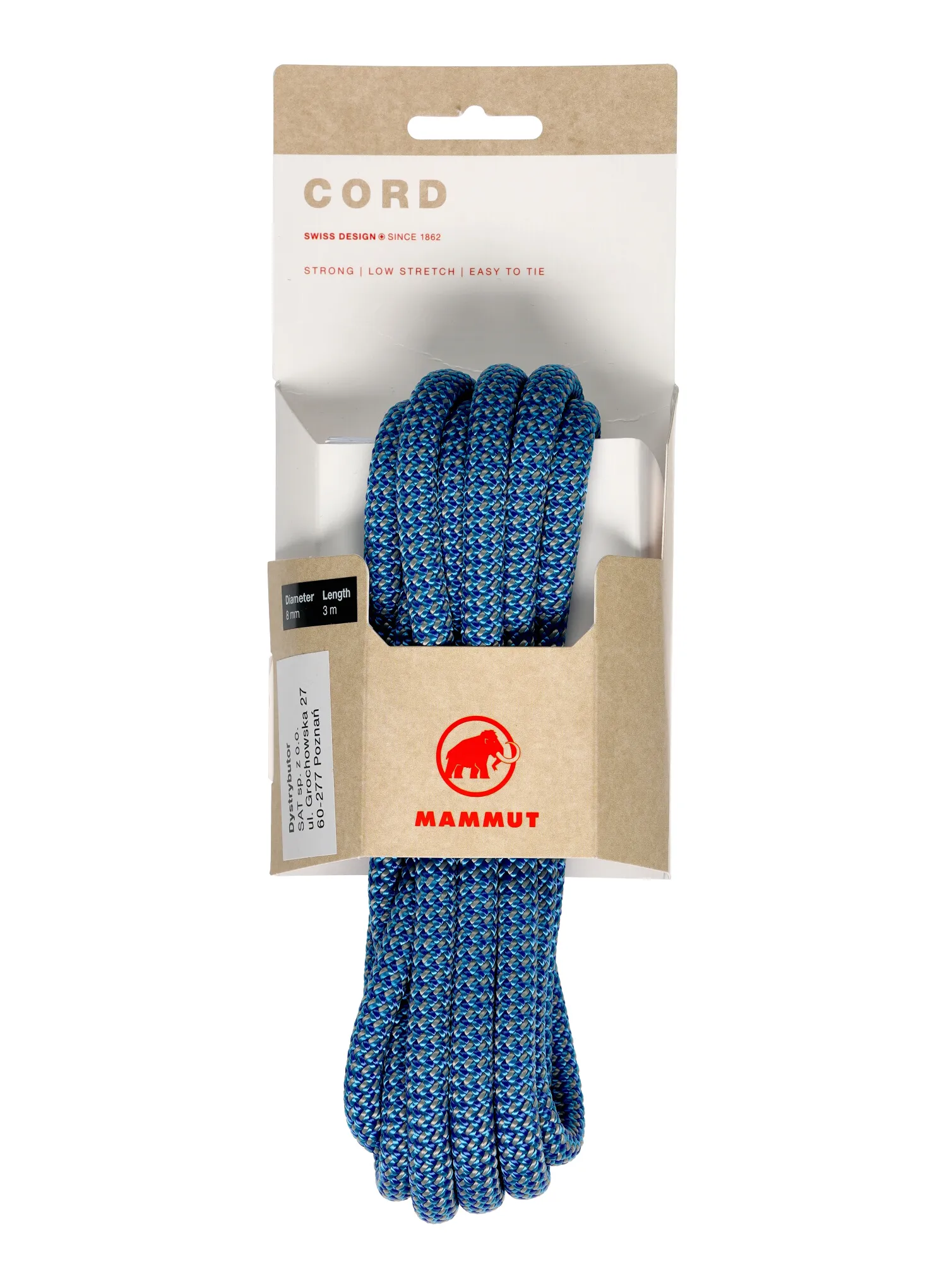 Pomožna vrv Mammut 8.0 Cord POS 3 m - turquoise/turquoise