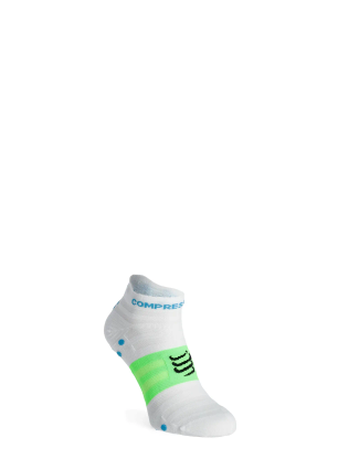 Tekaške nogavice Compressport Pro Racing Socks v4.0 Ultralight Run Low - white/norse blue/neon green