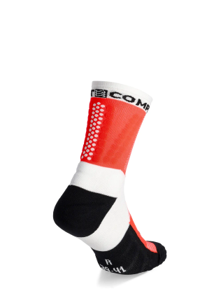 Tekaške nogavice Compressport Ultra Trail Socks v2.0 - white/fluo red