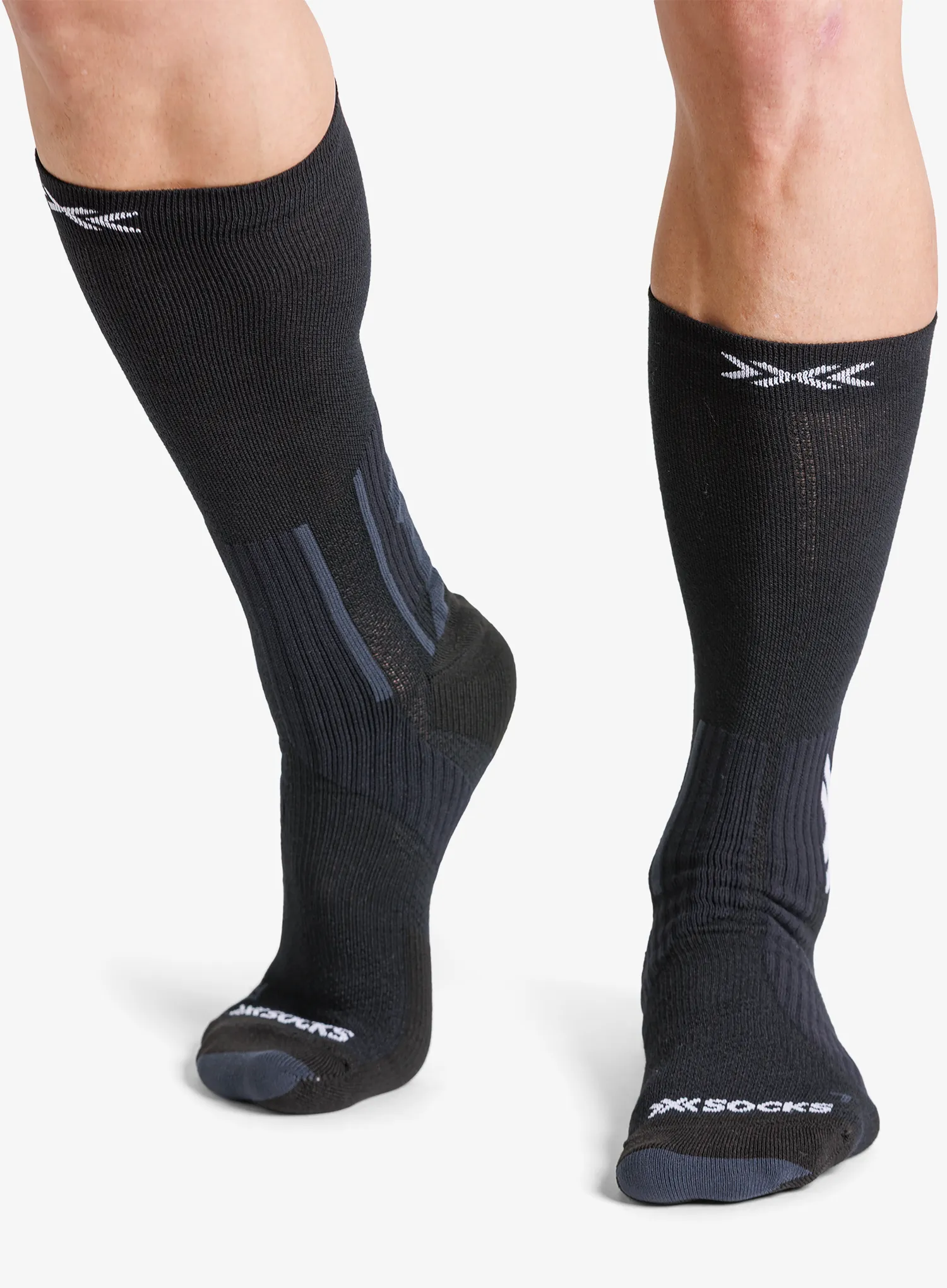 Tekaške nogavice X-Socks Run Perform Warm Crew - x black/light grey