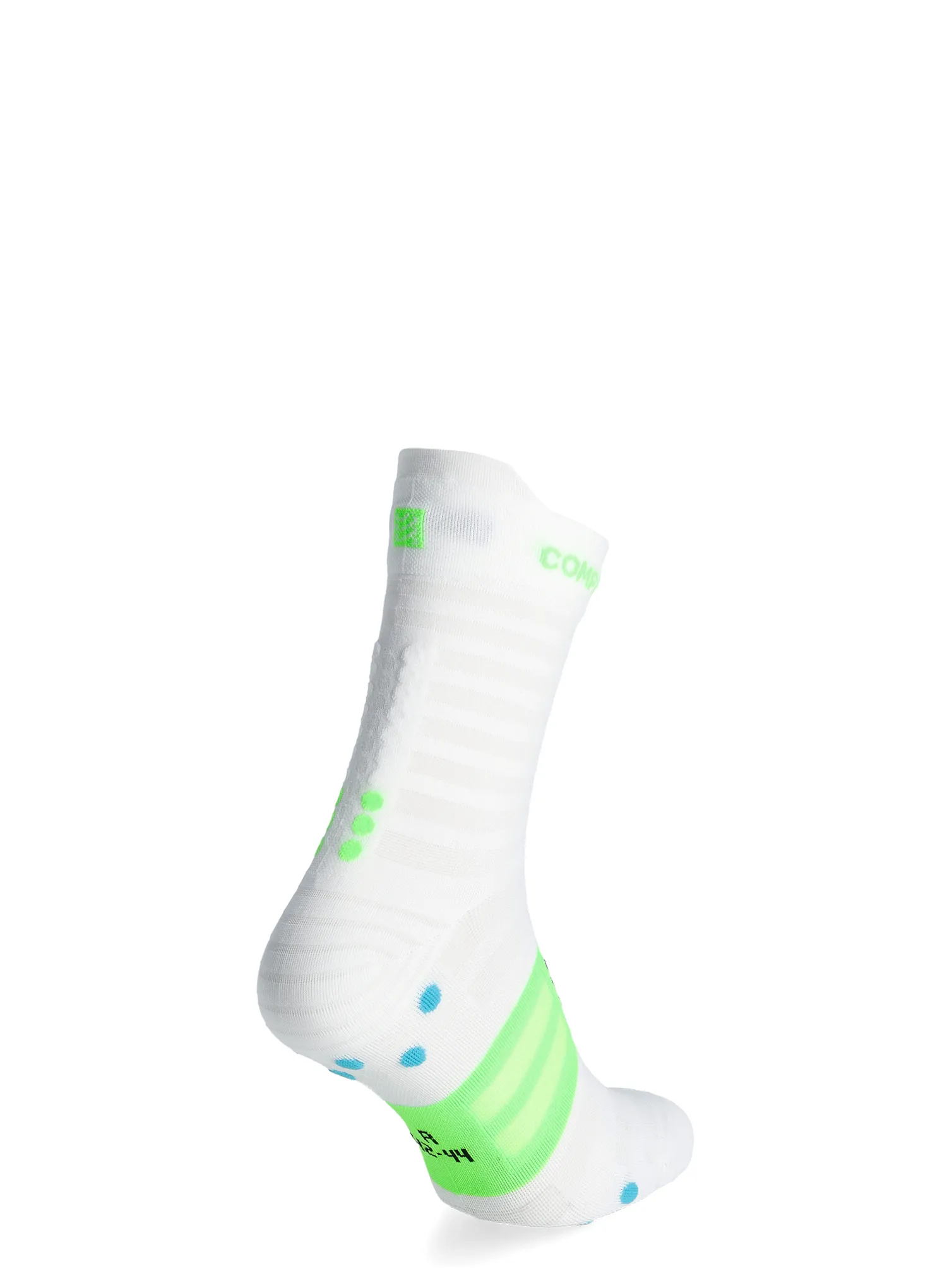 Tekaške nogavice Compressport Pro Racing v4.0 UL Run High - white/norse blue/neon green