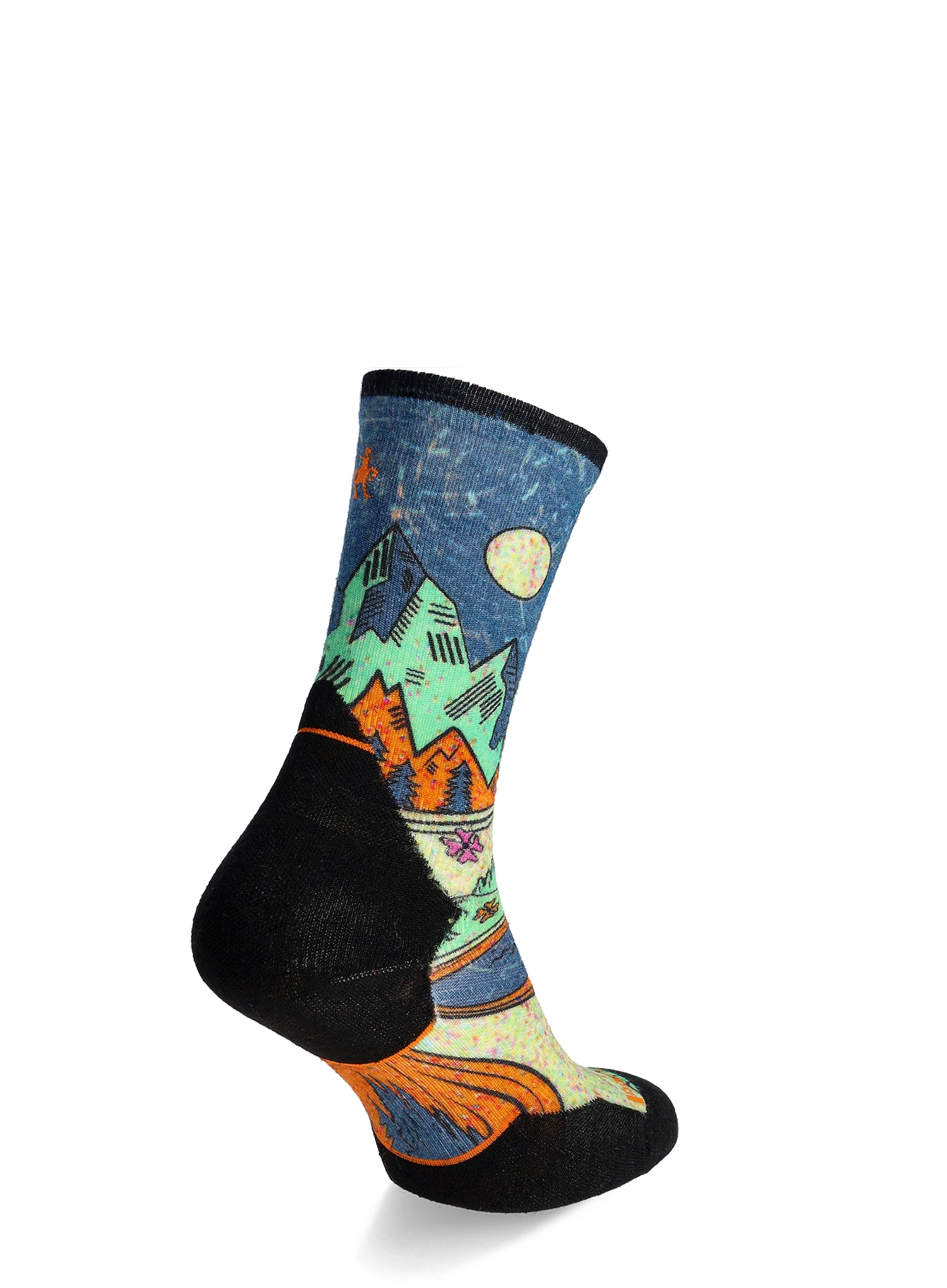 Ženske tekaške nogavice Smartwool Trail Run Targeted Cushion Mountain Print Crew Socks - twilight blue
