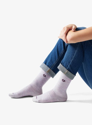 Ženske merino nogavice Smartwool Everyday Groovy Bloom Crew Socks - purple eclipse
