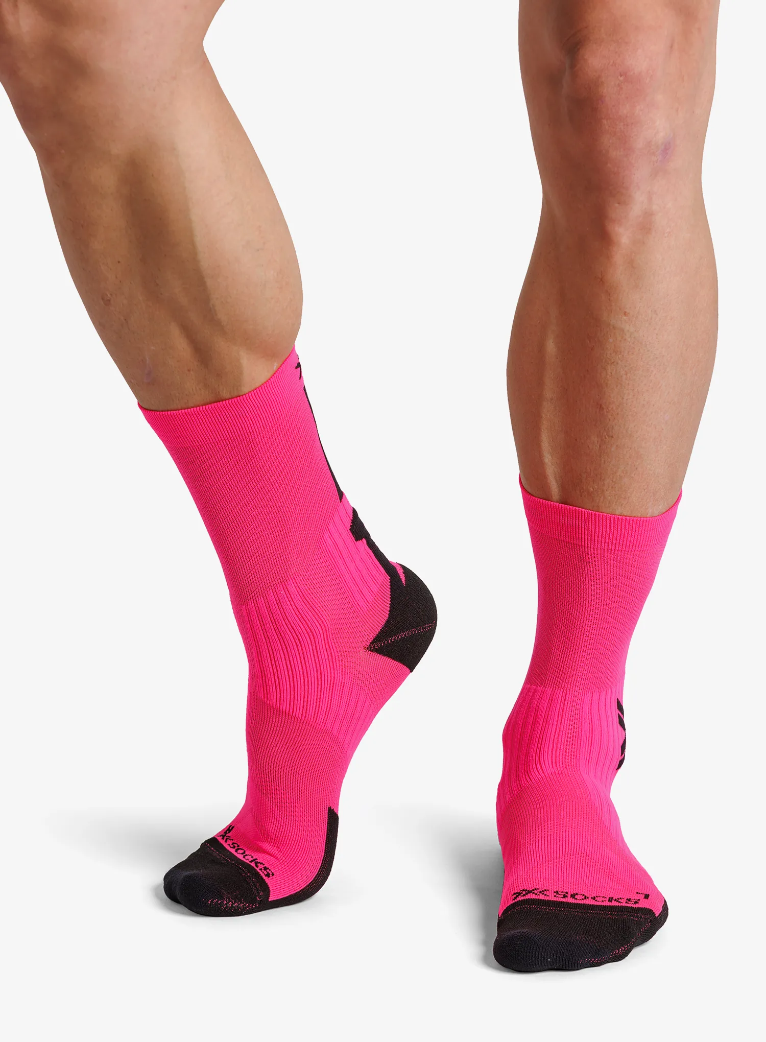 Kolesarske nogavice X-Socks Bike Perform Crew - fluo pink/x black