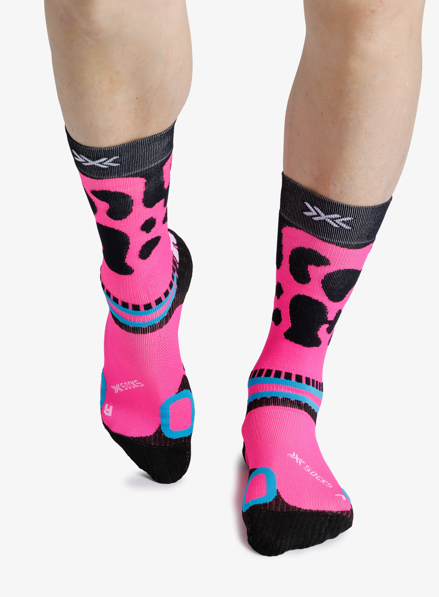 Pohodniške nogavice X-Socks Hike Discover Crew - fluo pink frog