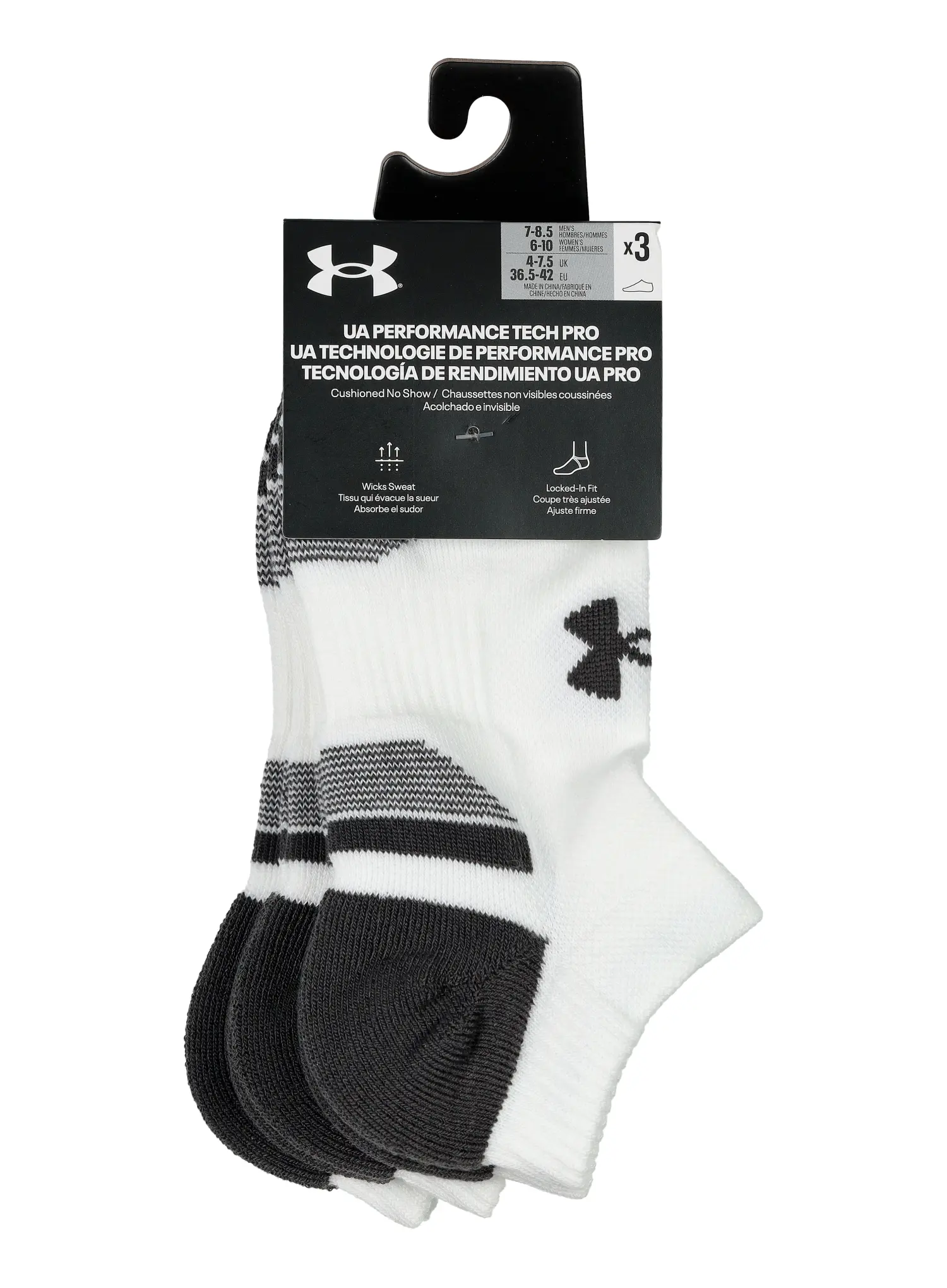Nogavice Under Armour UA Performance Tech 3-Pack No Show - white/white/jet gray