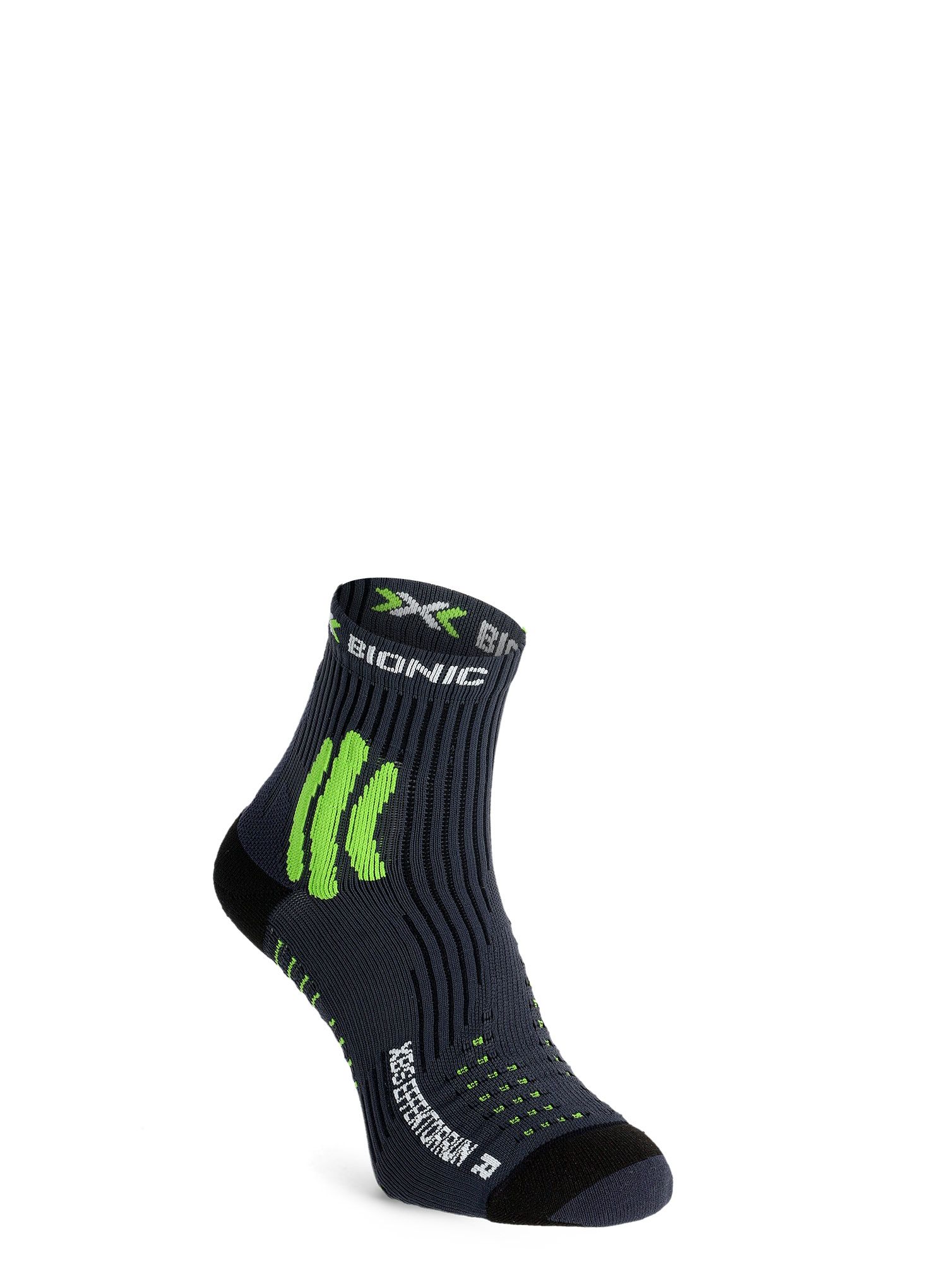 Tekaške nogavice X-Socks XBS.Effektor Running - charcoal/effektor green