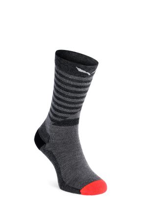 Ženske nogavice Salewa Fanes Hybrid Stripes Merino Crew Socks - medium grey melange