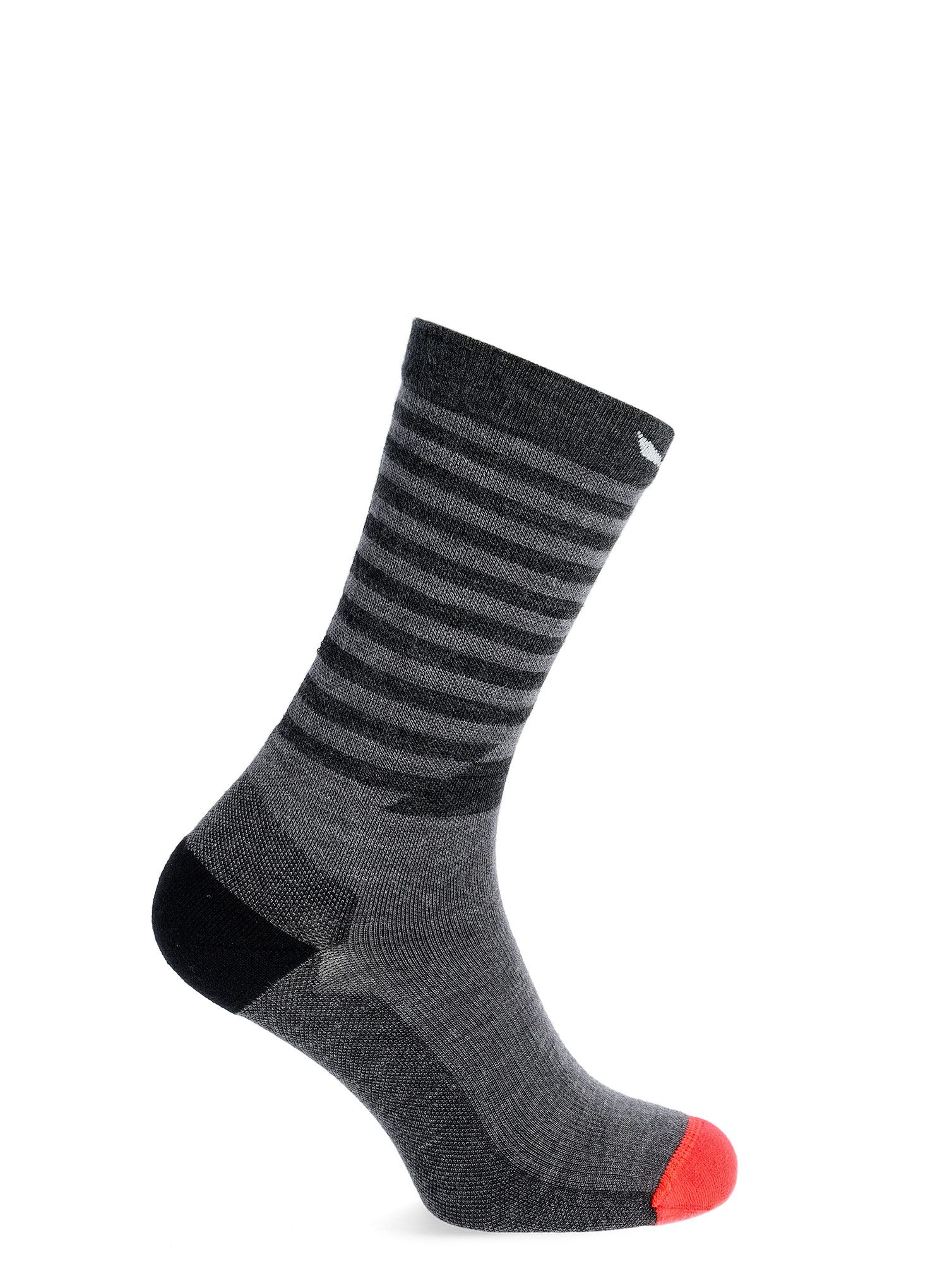 Ženske nogavice Salewa Fanes Hybrid Stripes Merino Crew Socks - medium grey melange