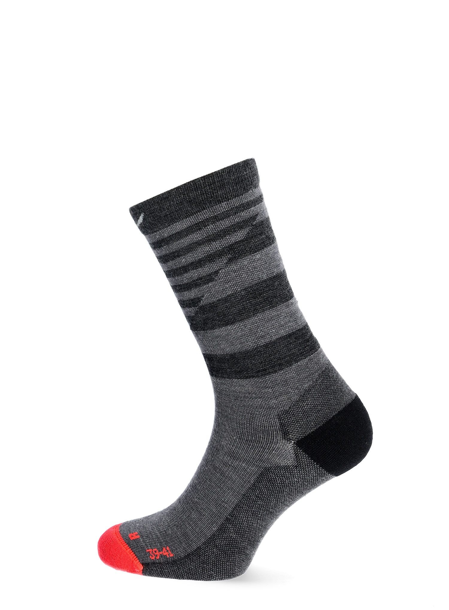 Ženske nogavice Salewa Fanes Hybrid Stripes Merino Crew Socks - medium grey melange