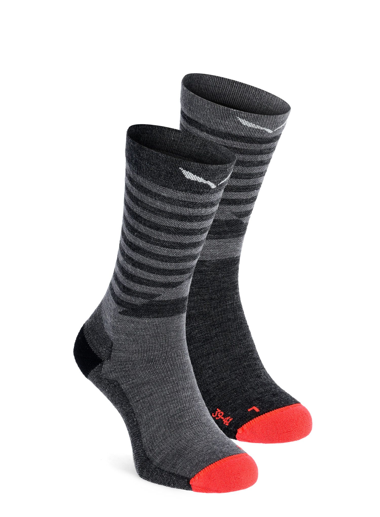 Ženske nogavice Salewa Fanes Hybrid Stripes Merino Crew Socks - medium grey melange
