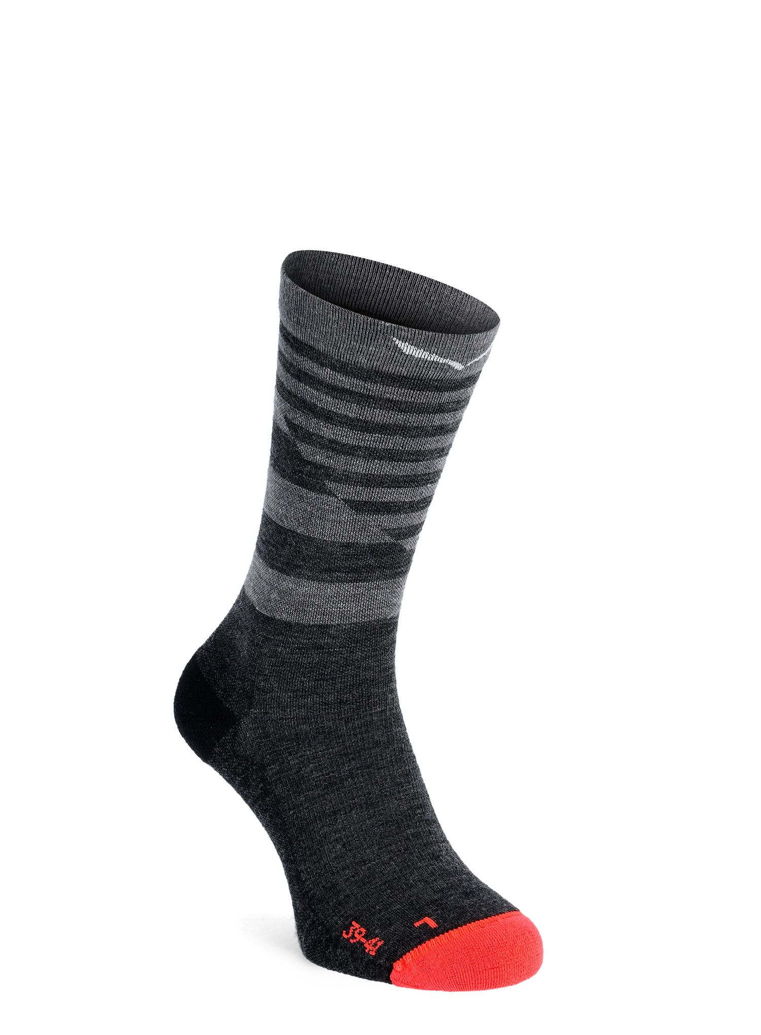 Ženske nogavice Salewa Fanes Hybrid Stripes Merino Crew Socks - medium grey melange