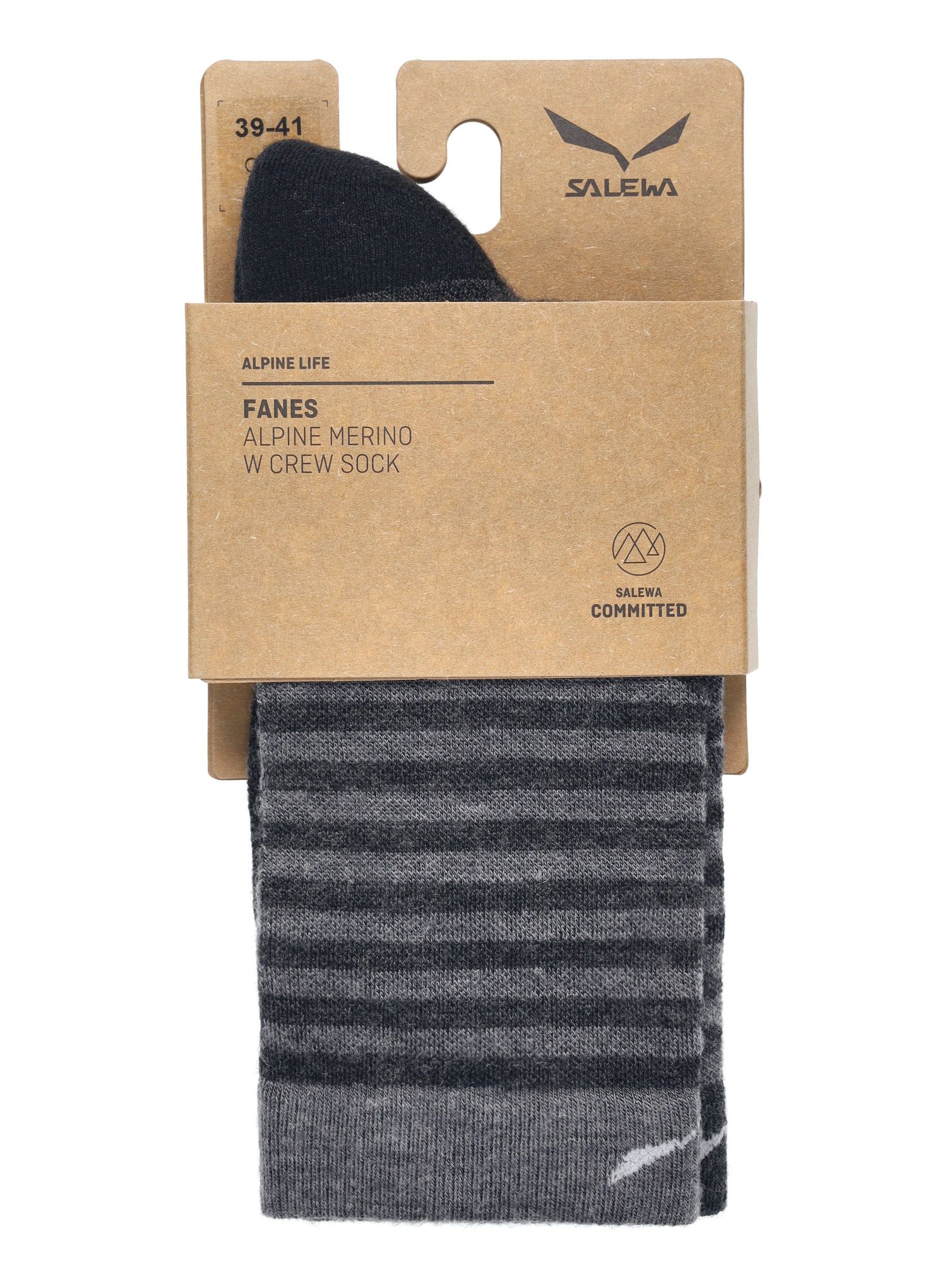 Ženske nogavice Salewa Fanes Hybrid Stripes Merino Crew Socks - medium grey melange